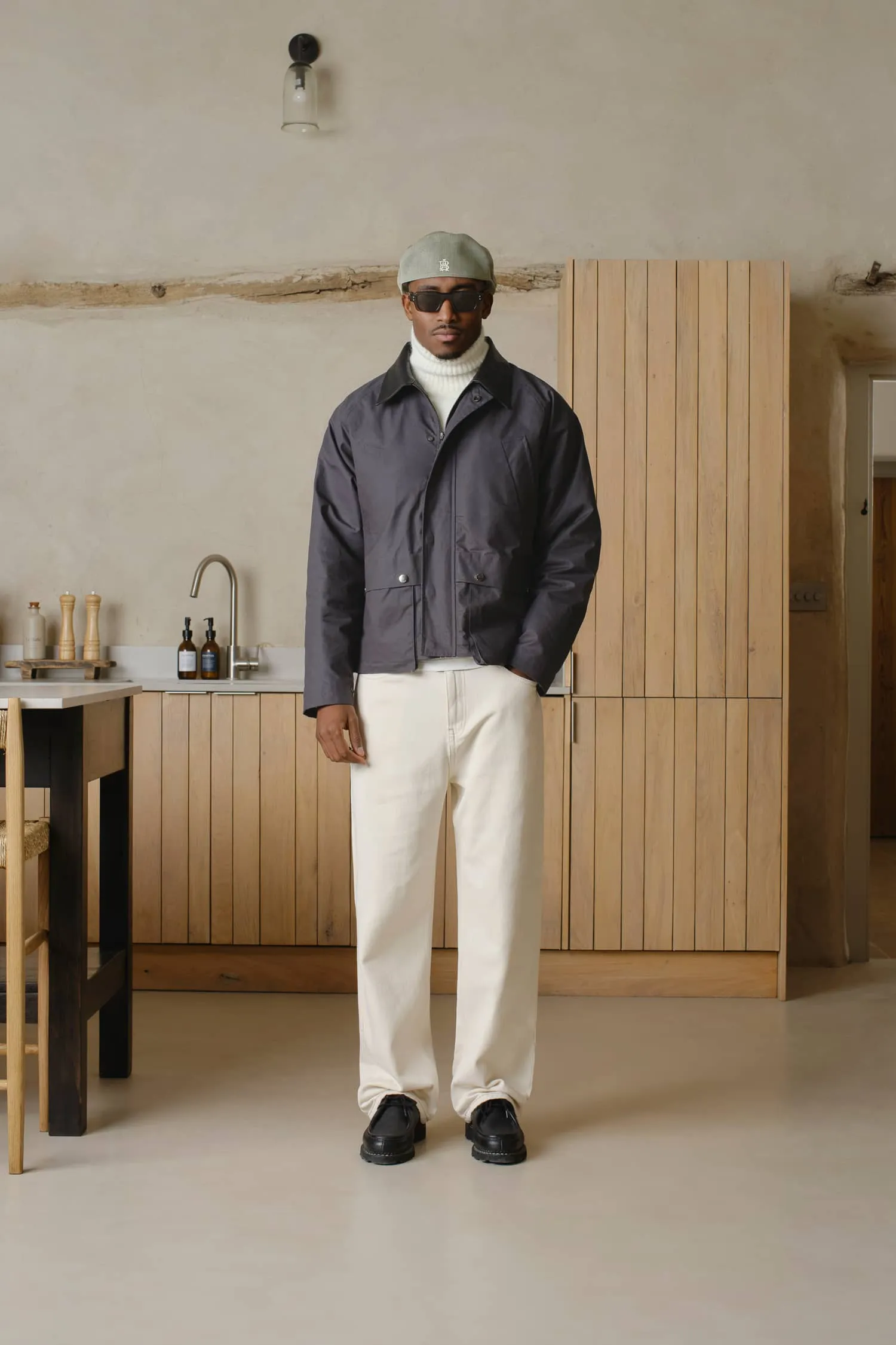 cropped wax jacket slate grey sold by about:blank product image thumbnail 2