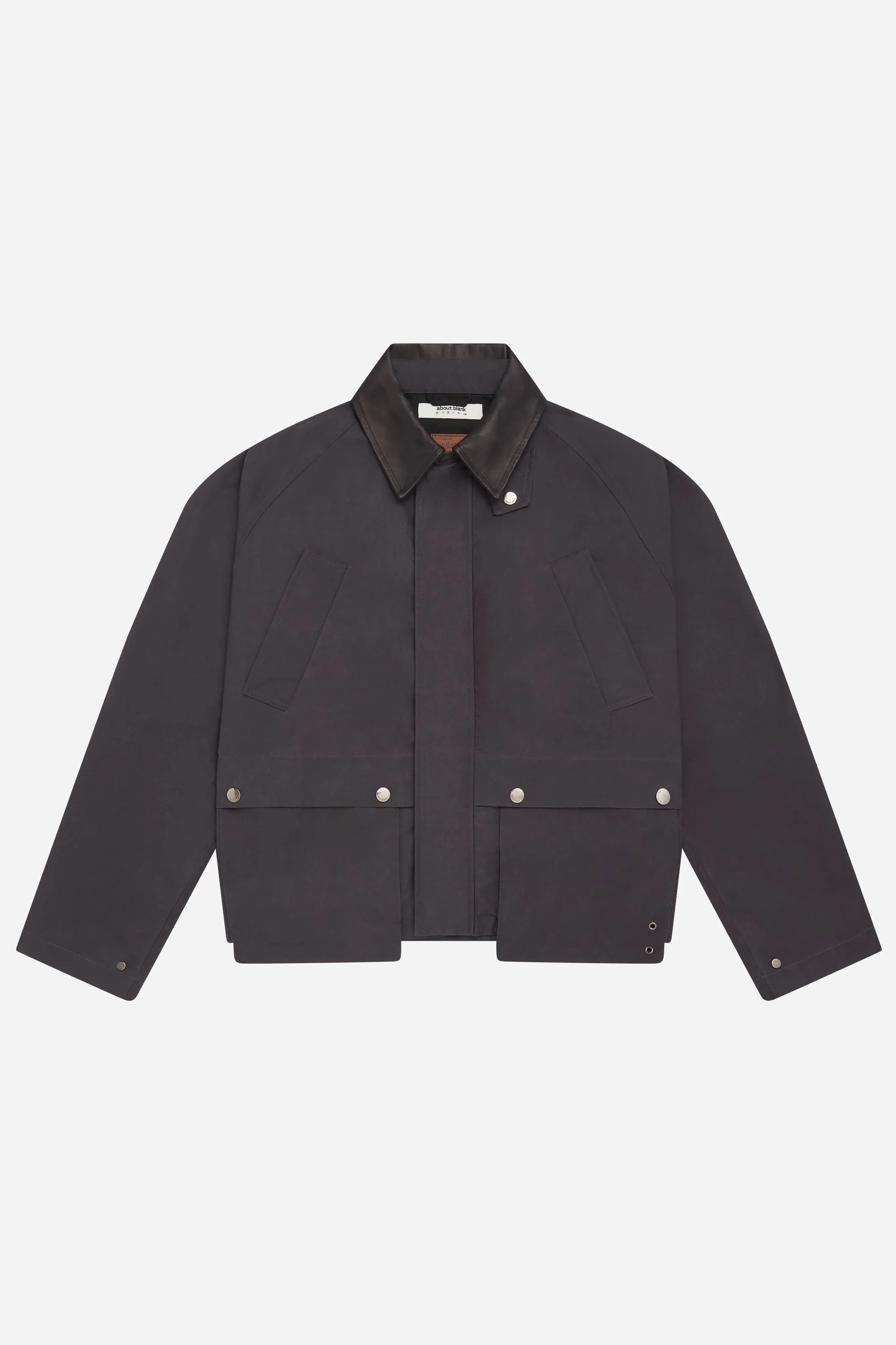 cropped wax jacket slate grey sold by about:blank