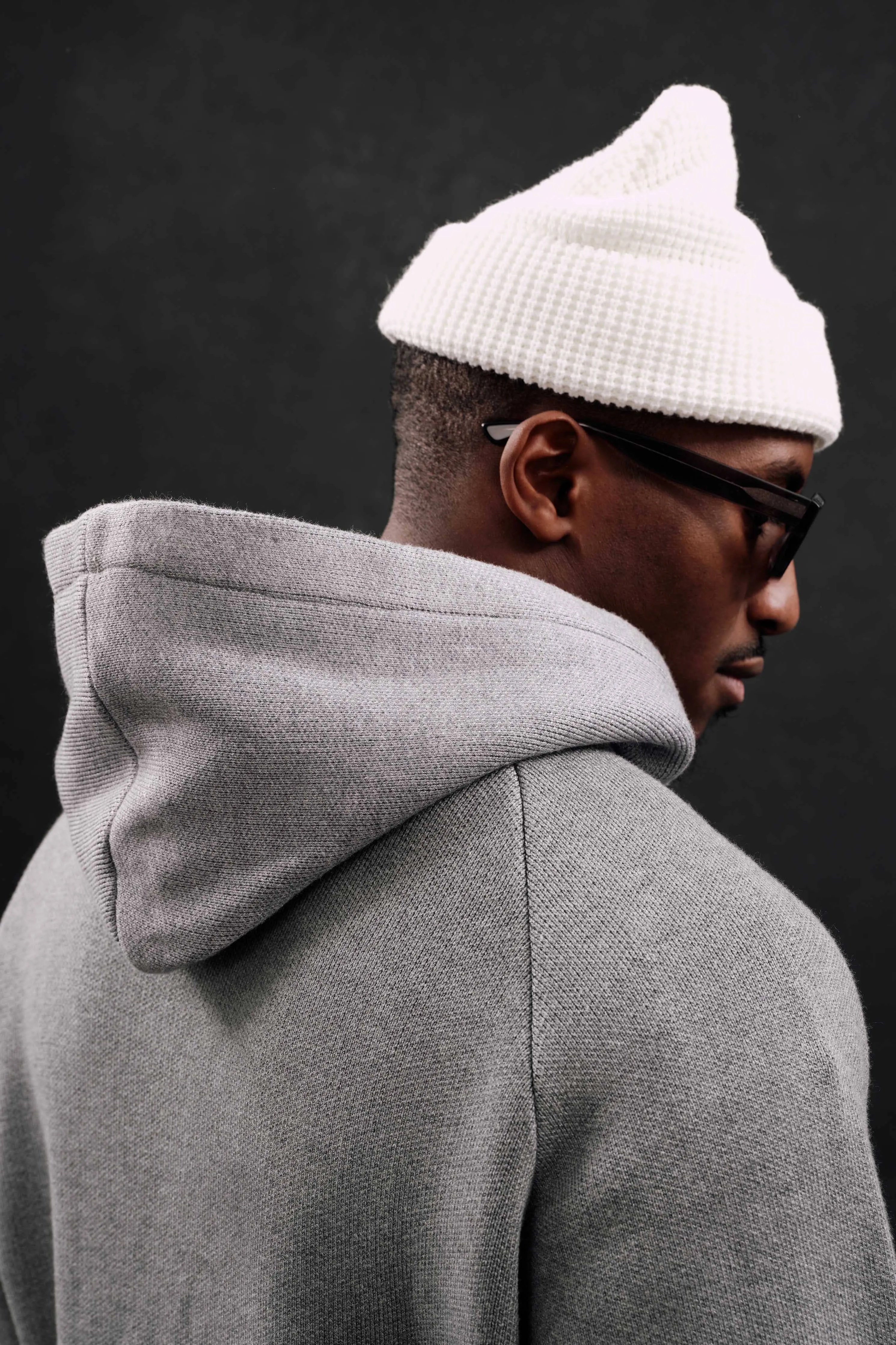 heavyweight knitted hoodie grey sold by about:blank product image thumbnail 4