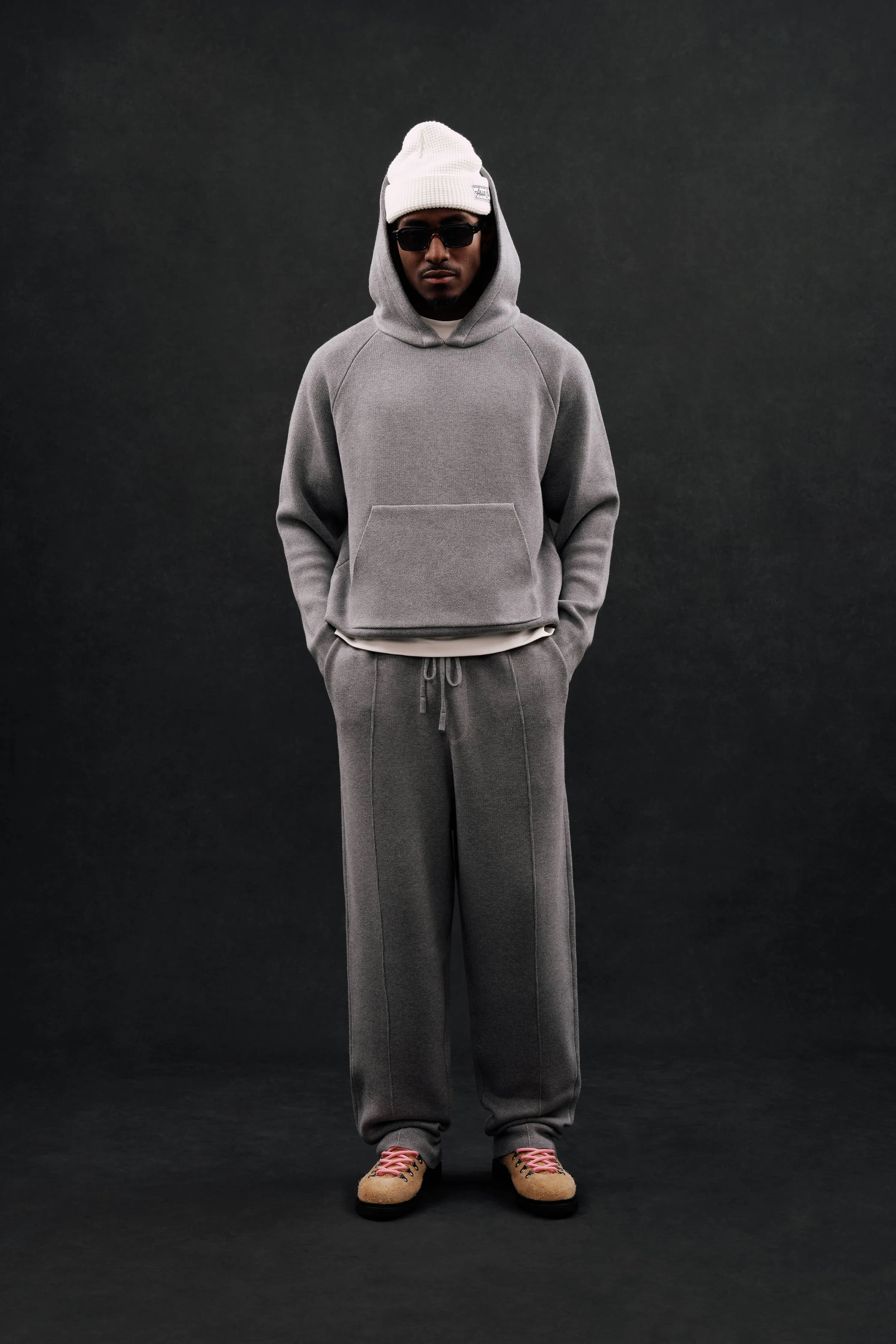 heavyweight knitted hoodie grey sold by about:blank product image thumbnail 2