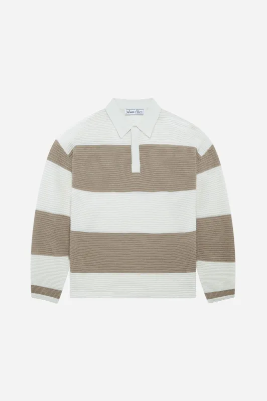 knitted striped rugby shirt oat/boulder made by about:blank