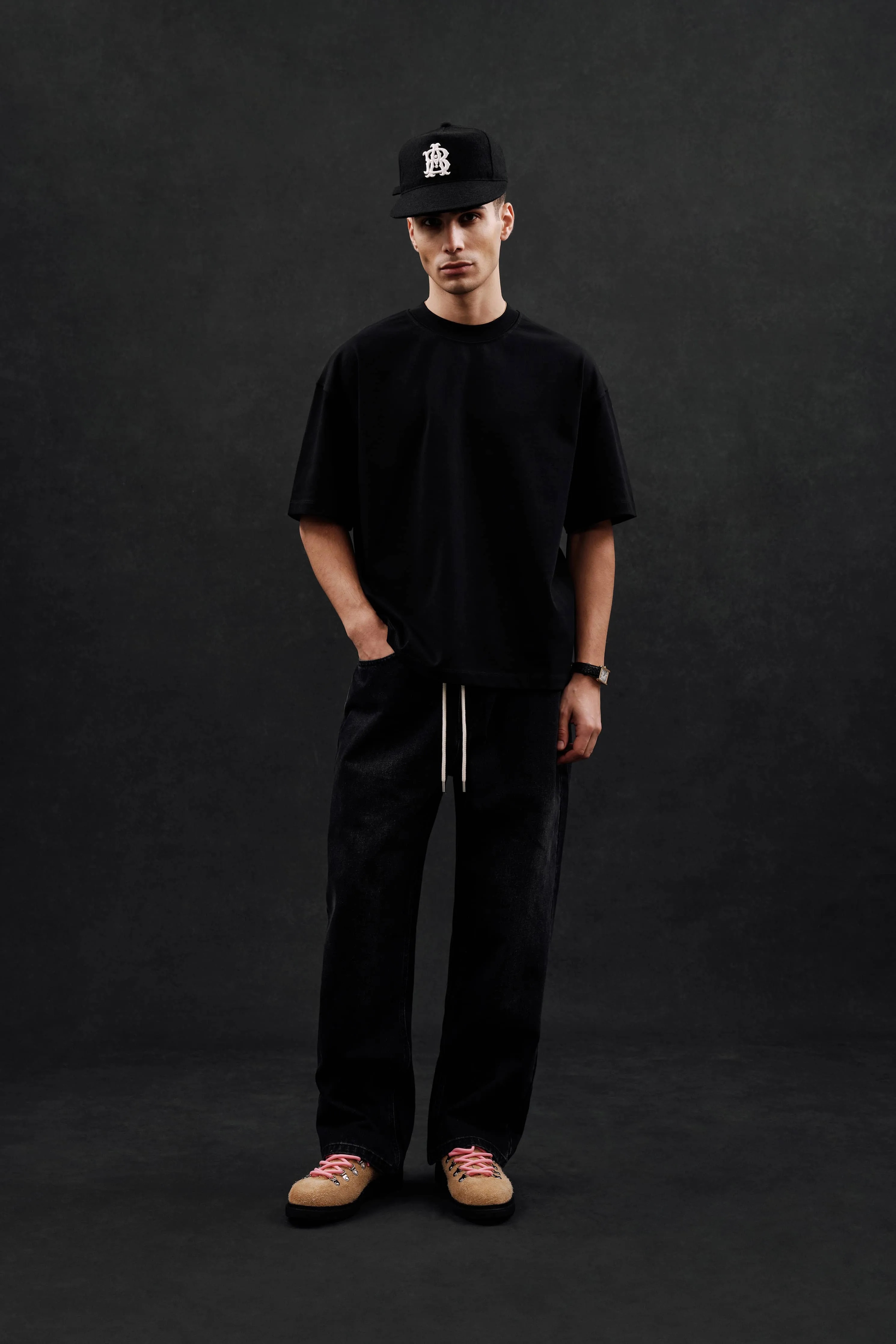 mock neck t-shirt black/ecru sold by about:blank product image thumbnail 2