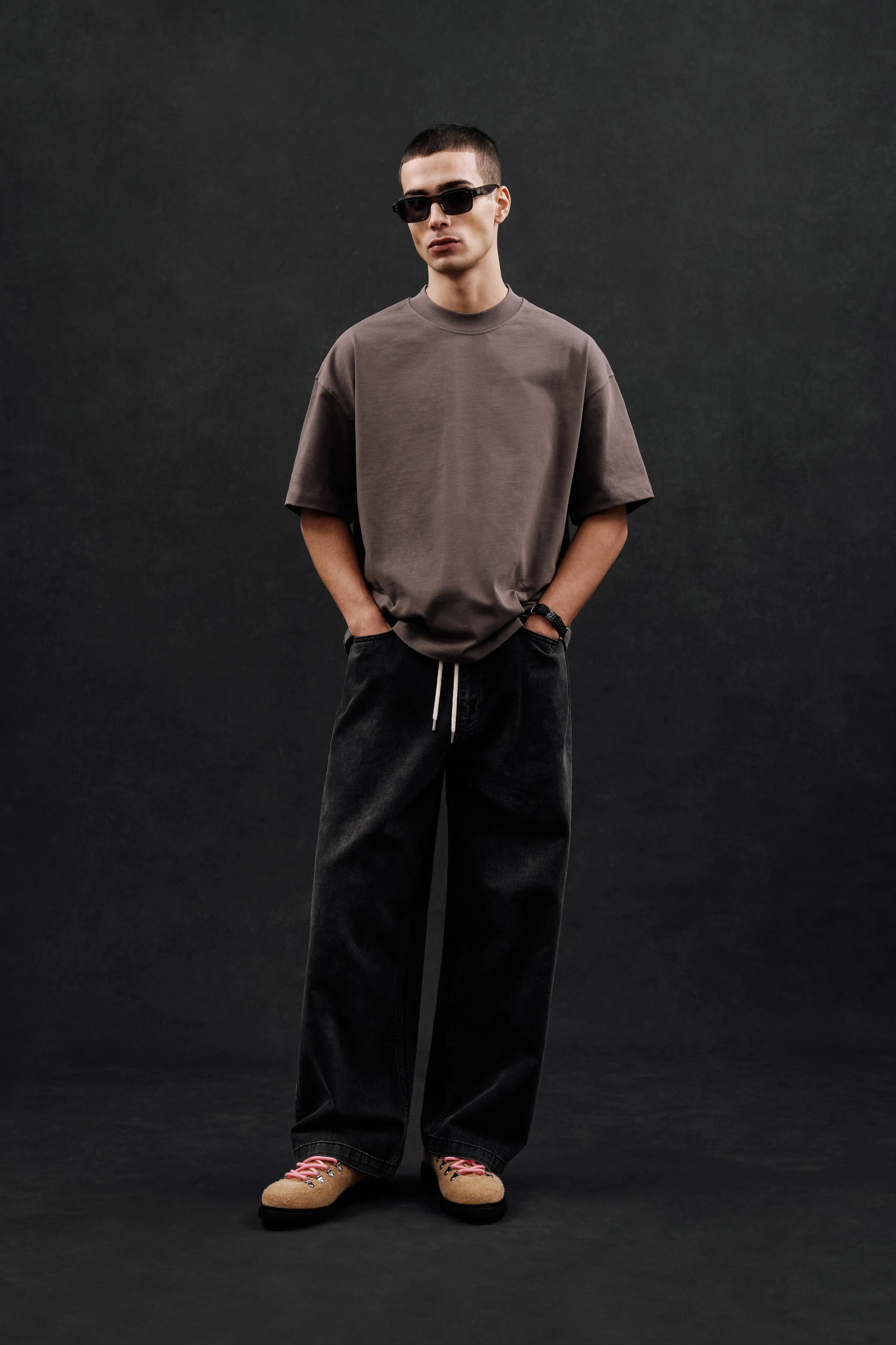 mock neck t-shirt charcoal sold by about:blank product image thumbnail 3