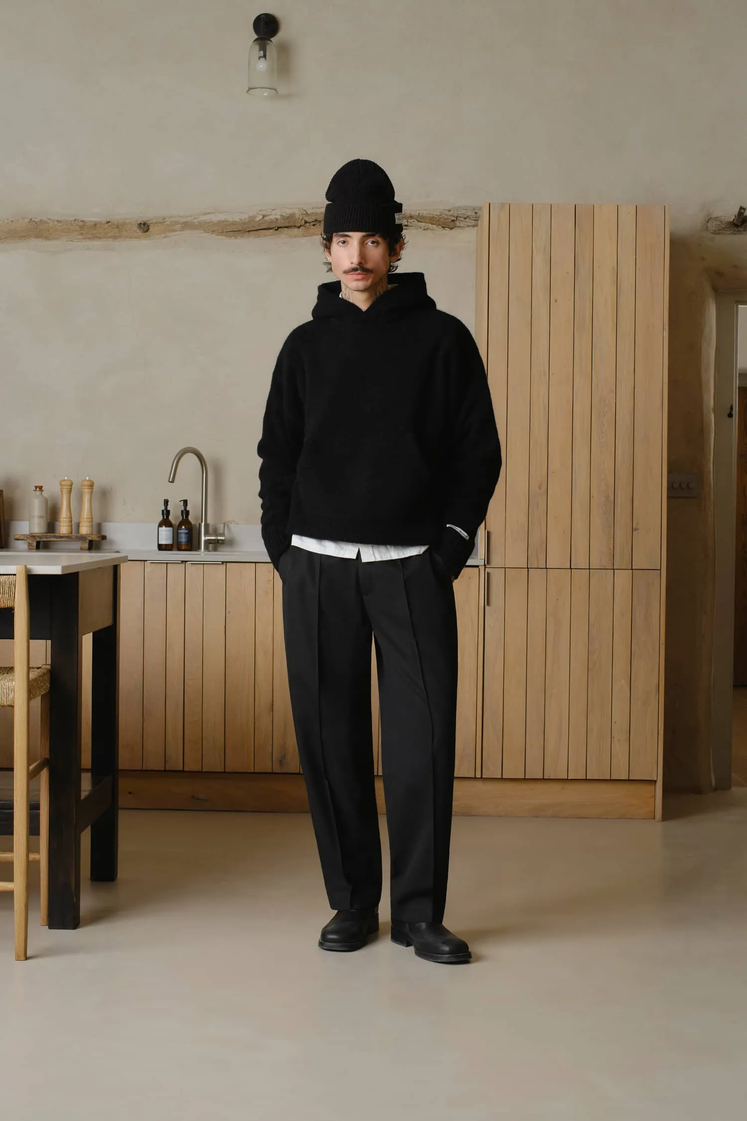 mohair knitted hoodie black/ecru sold by about:blank product image thumbnail 2