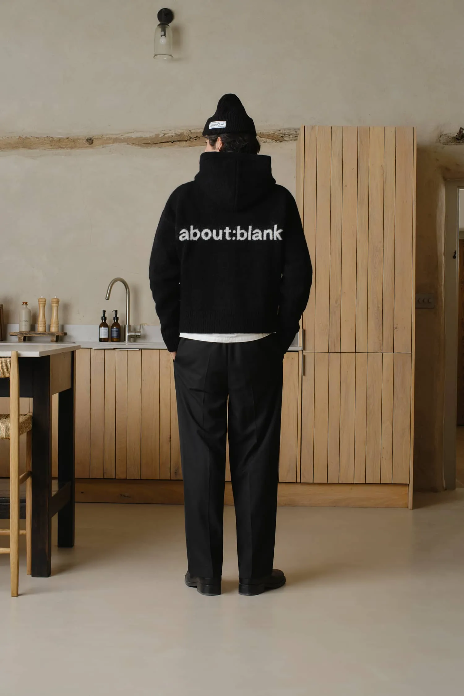 mohair knitted hoodie black/ecru sold by about:blank product image thumbnail 5