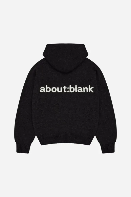 mohair knitted hoodie black/ecru sold by about:blank