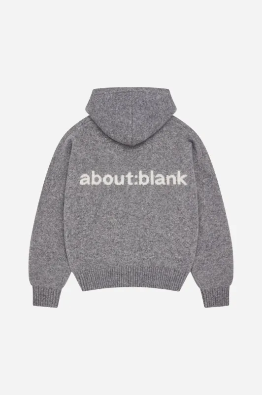 mohair knitted logo hoodie charcoal/ecru sold by about:blank