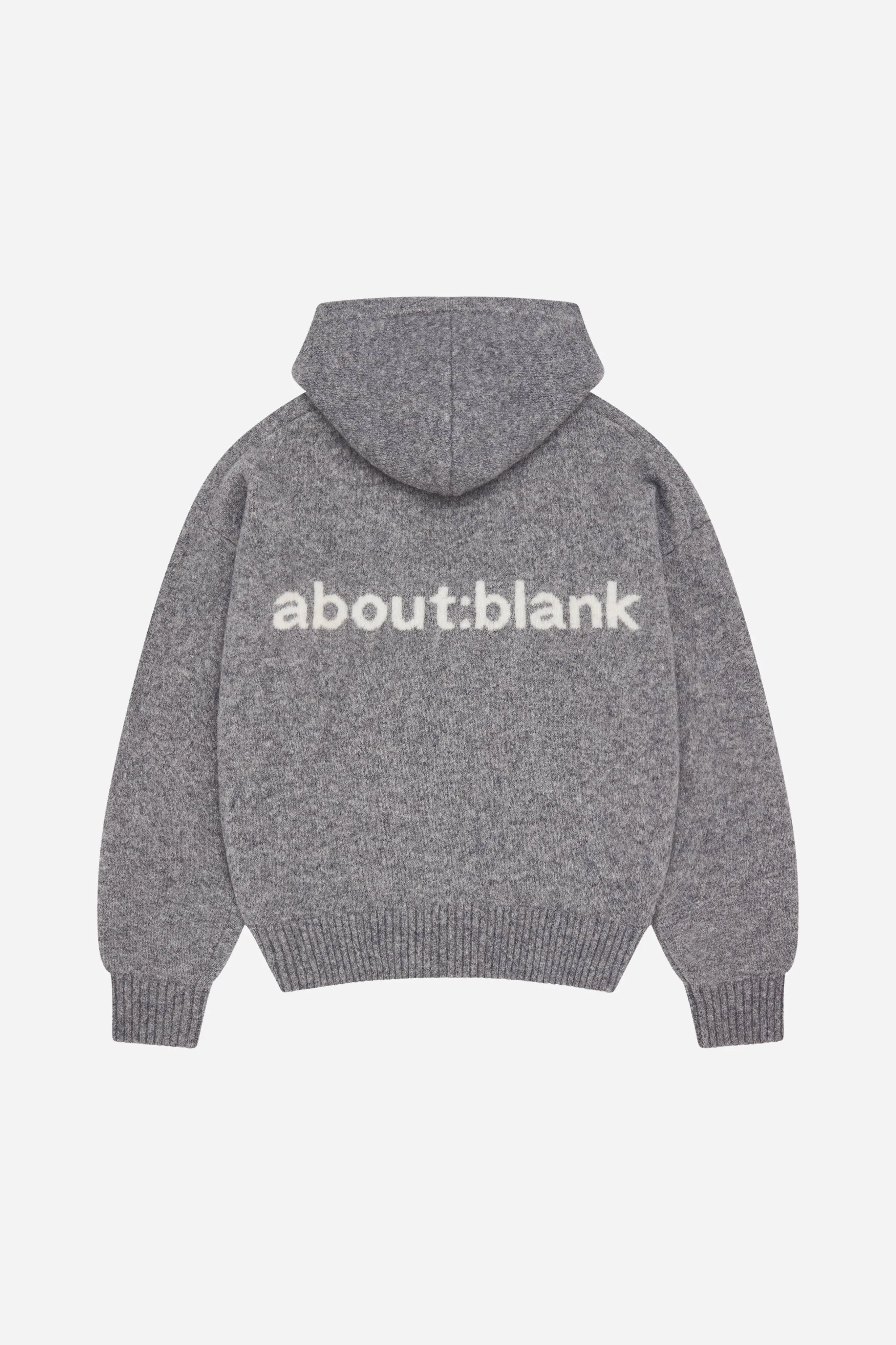 mohair knitted logo hoodie charcoal/ecru sold by about:blank