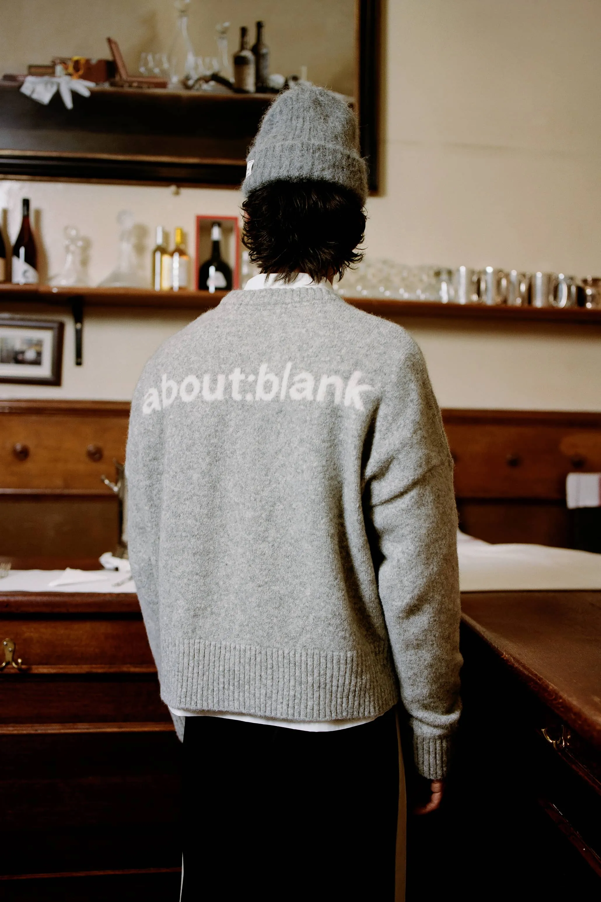 mohair knitted crewneck grey/ecru sold by about:blank product image thumbnail 3