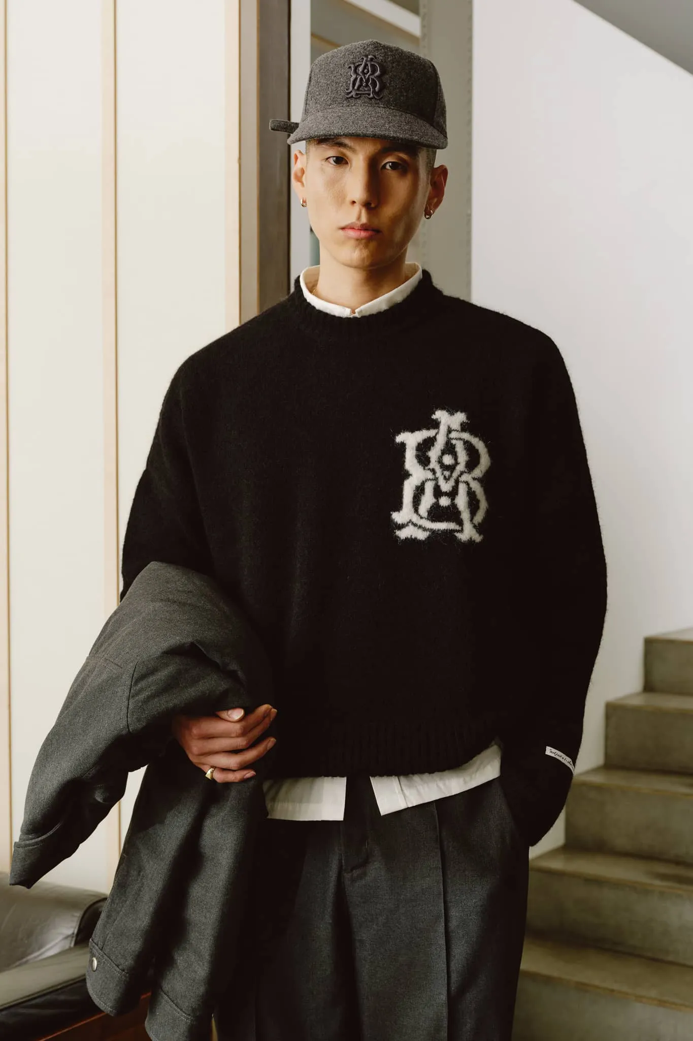 monogram knitted crewneck black/ecru sold by about:blank product image thumbnail 2