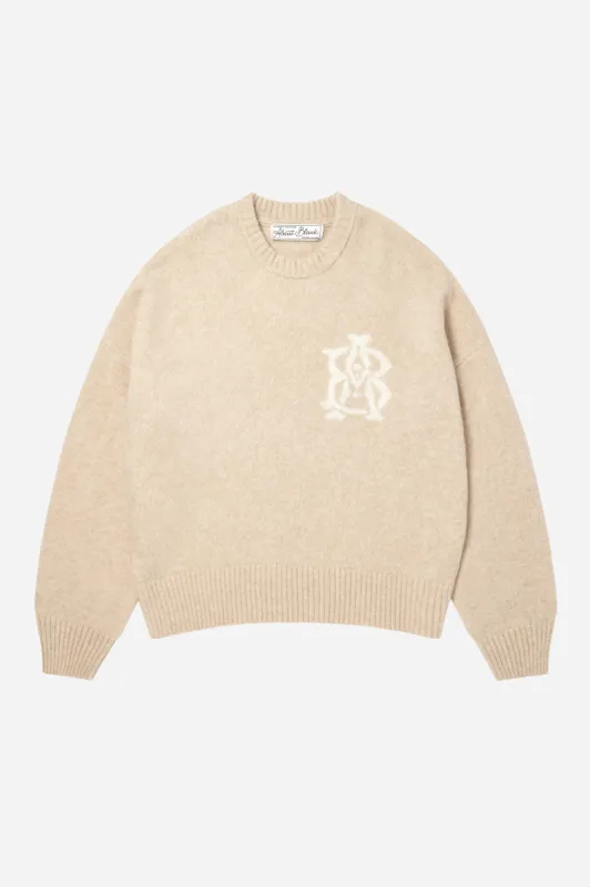 monogram knitted crewneck sand/ecru sold by about:blank