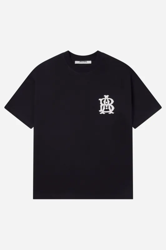 monogram t-shirt black/ecru sold by about:blank
