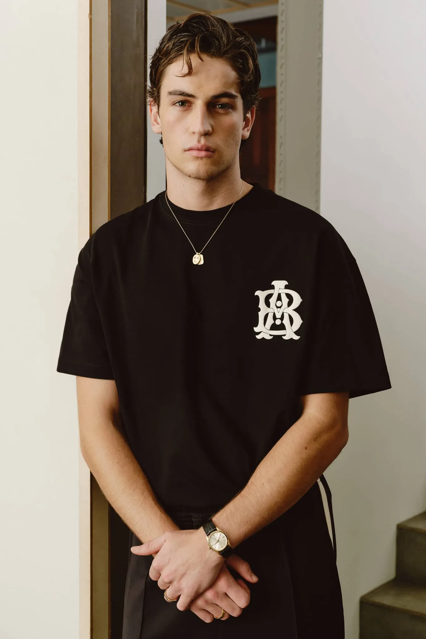 monogram t-shirt black/ecru sold by about:blank product image thumbnail 2