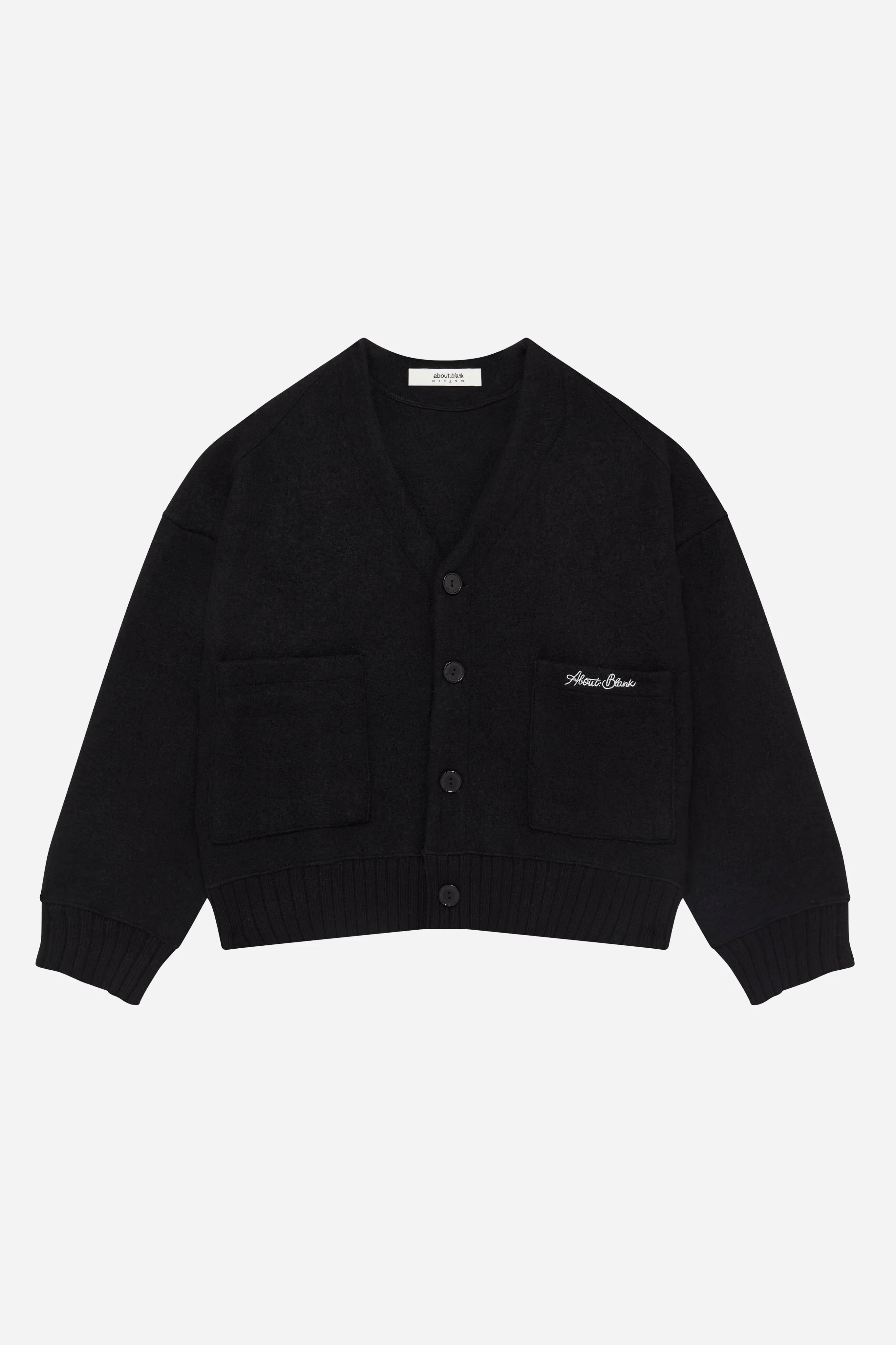 OG cropped wool cardigan black sold by about:blank