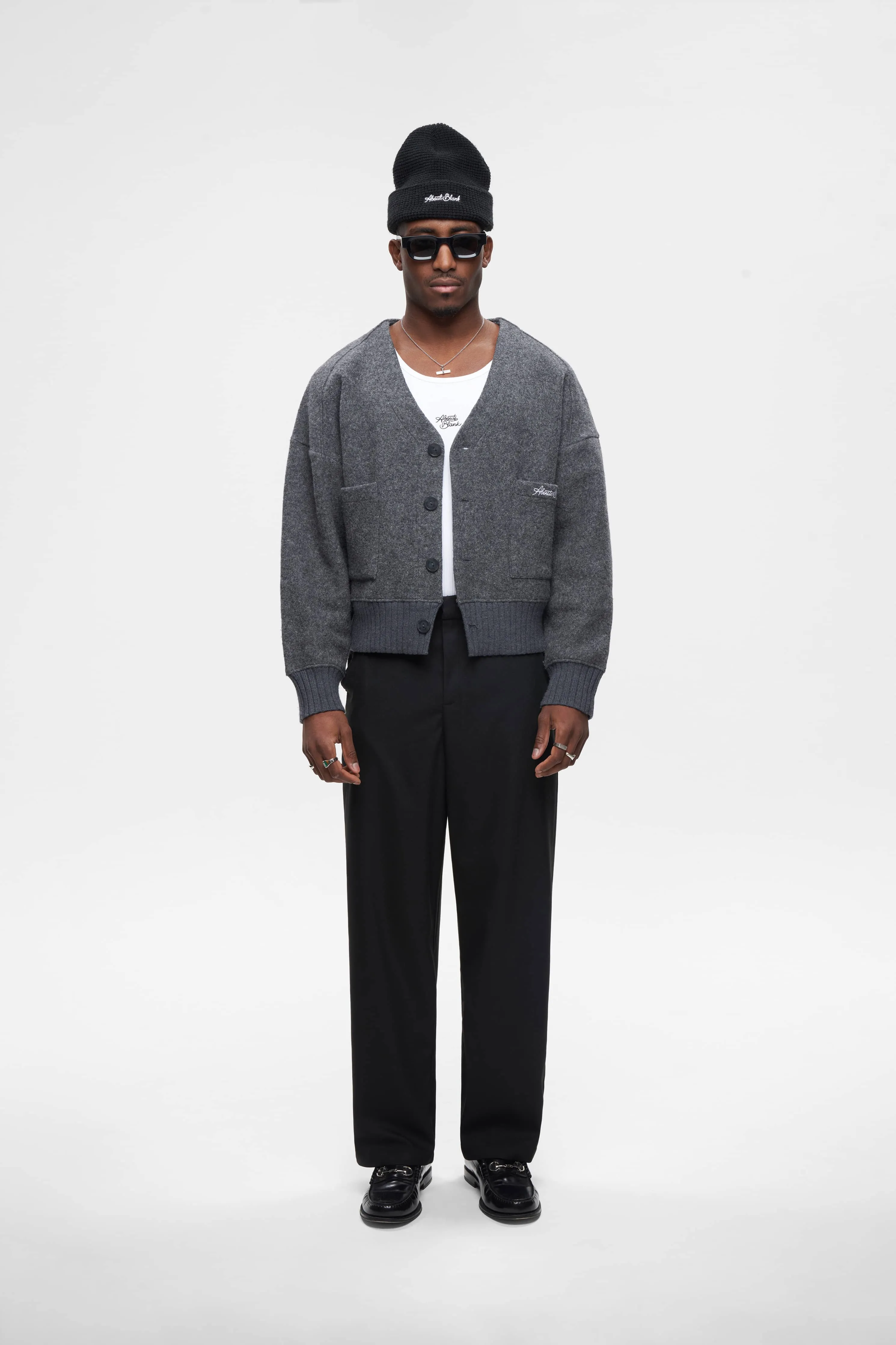 OG cropped wool cardigan charcoal sold by about:blank product image thumbnail 2