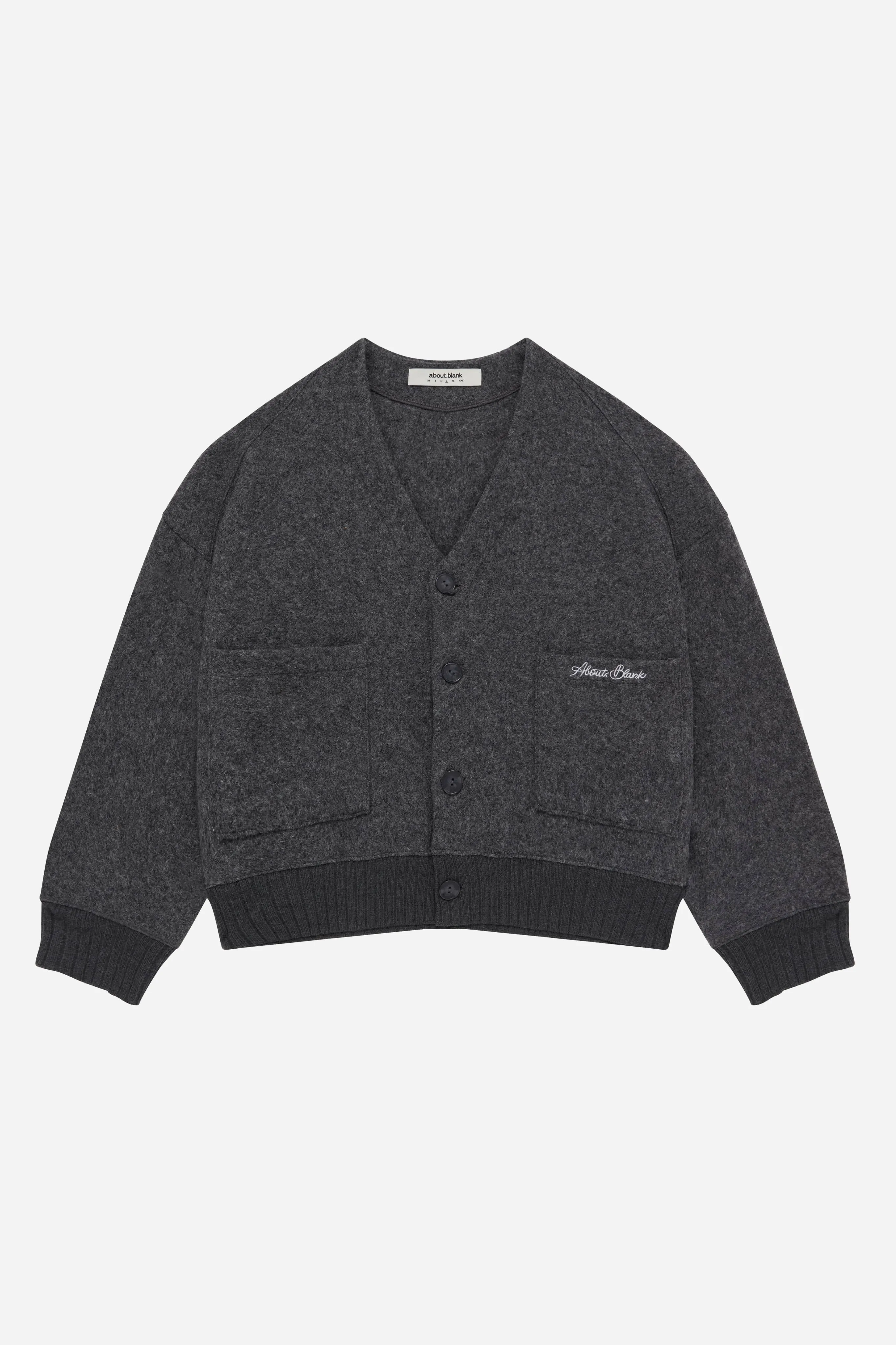 OG cropped wool cardigan charcoal sold by about:blank