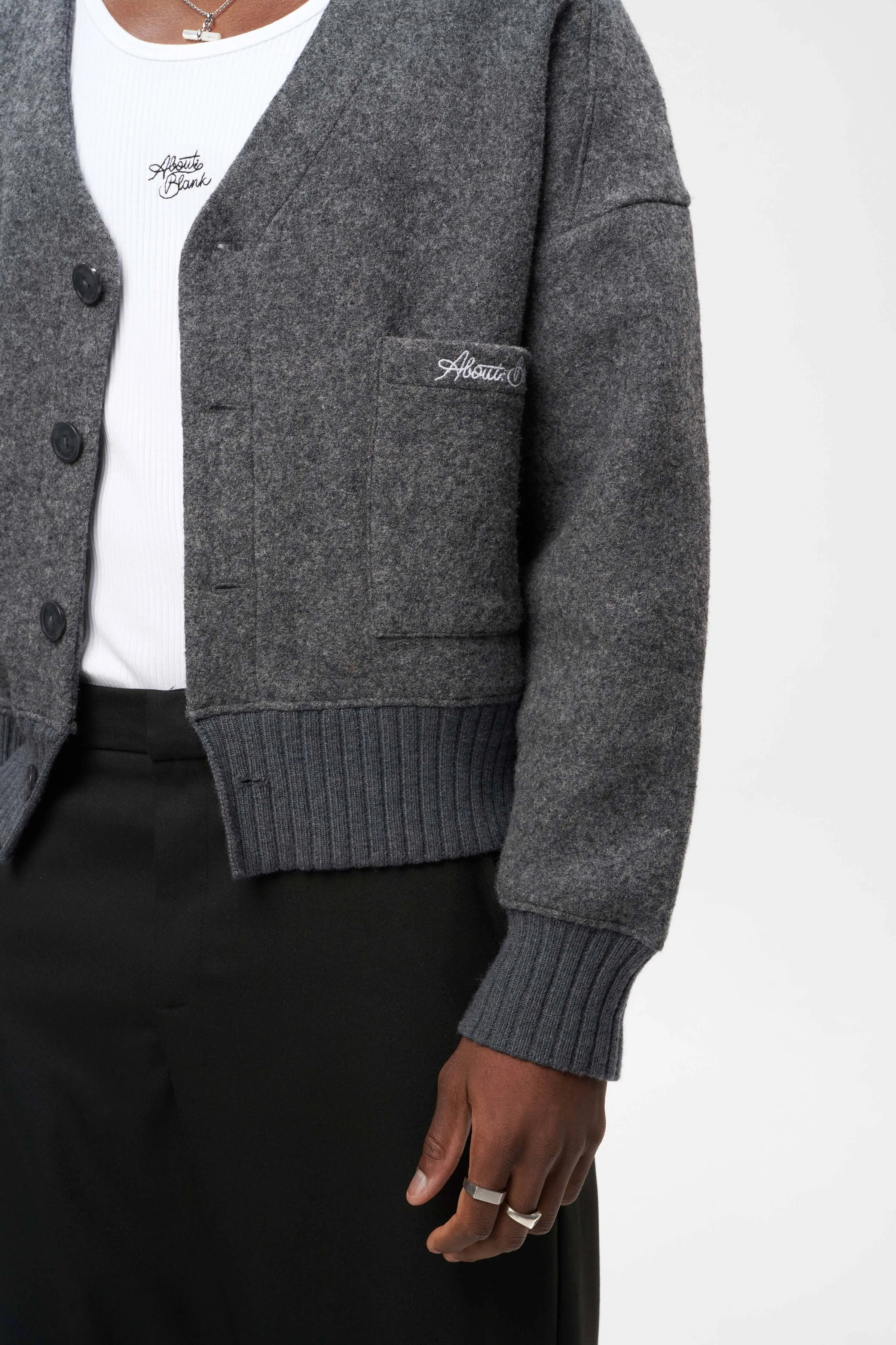 OG cropped wool cardigan charcoal sold by about:blank product image thumbnail 4