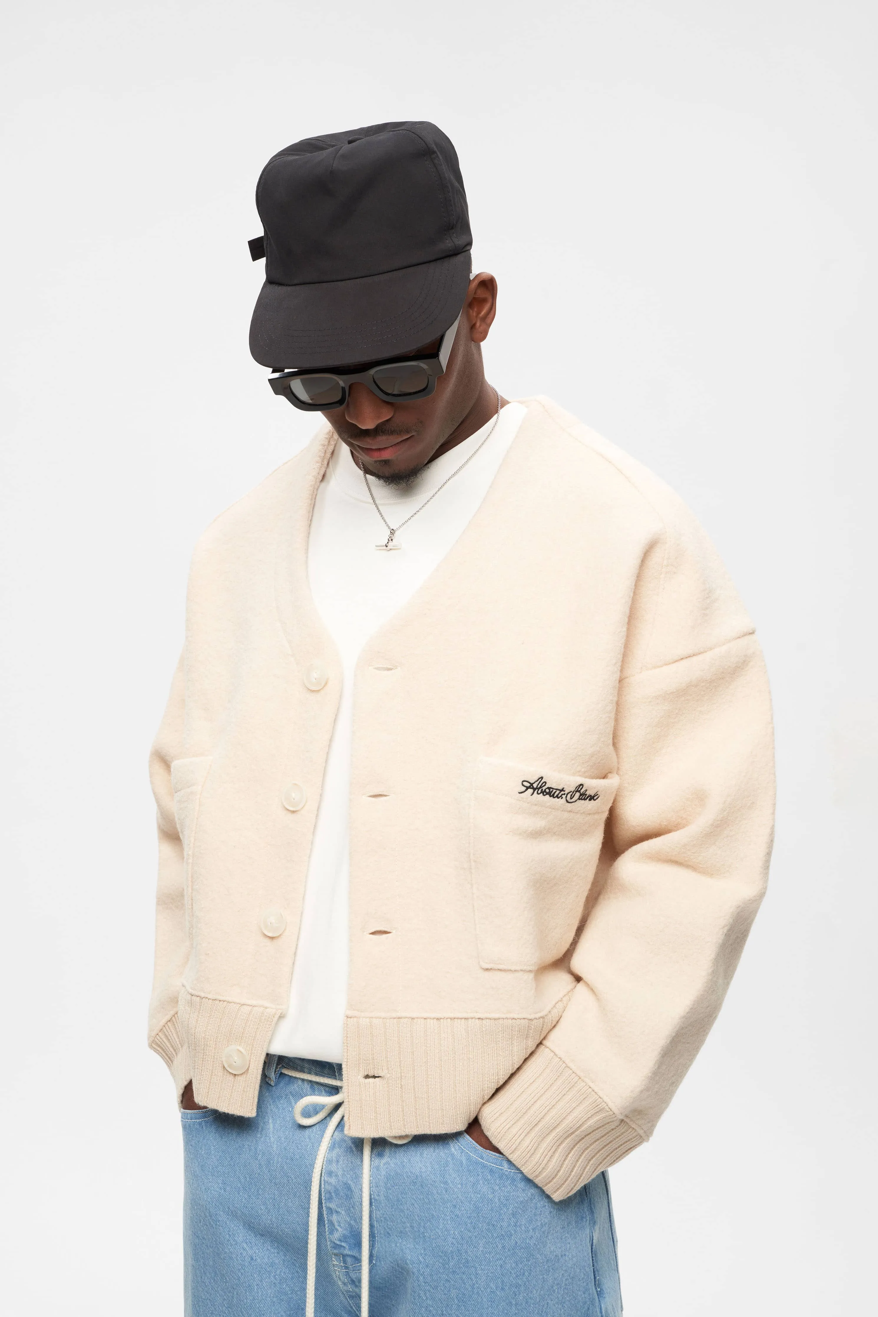 OG cropped wool cardigan cream sold by about:blank product image thumbnail 3