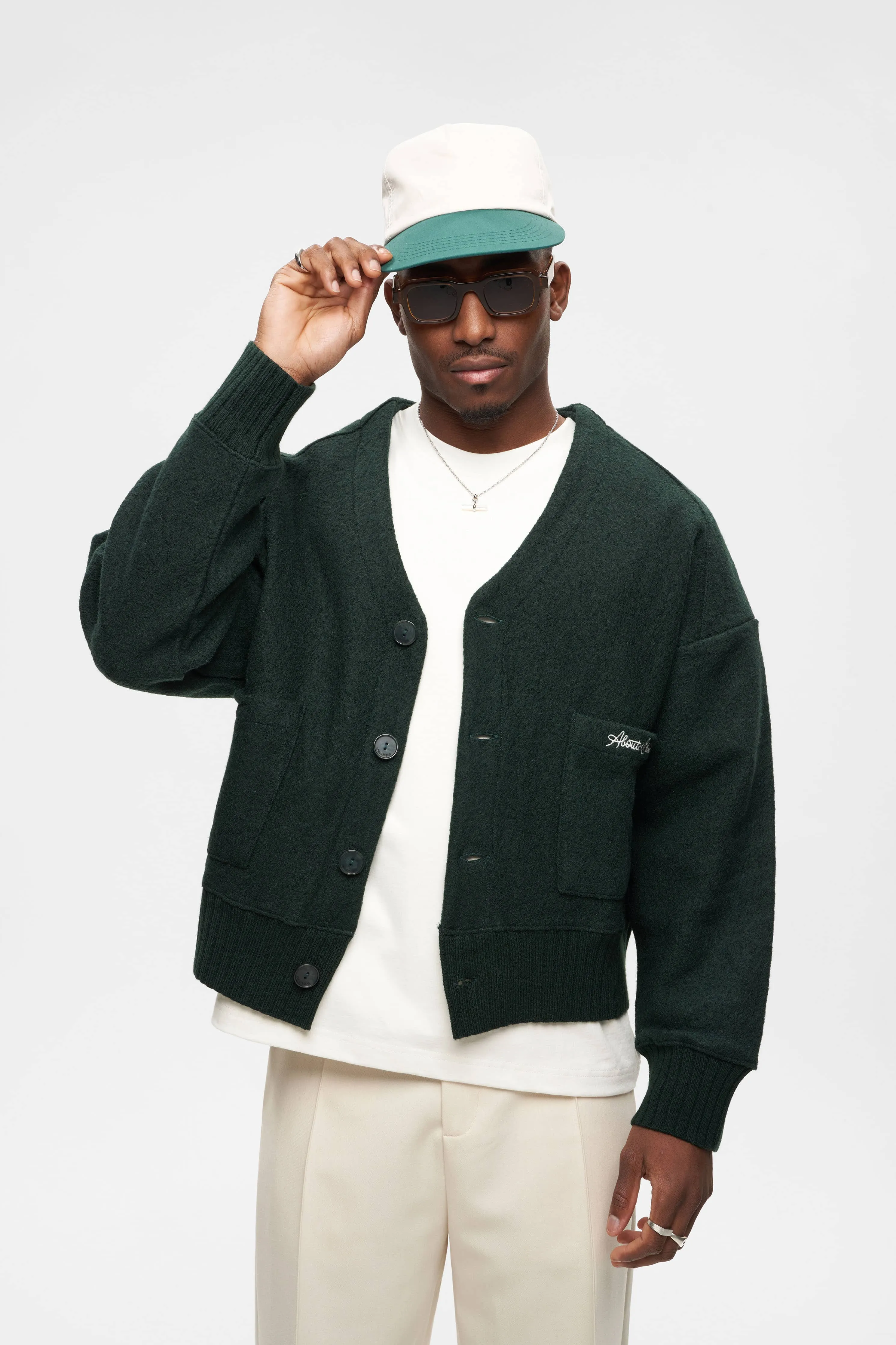 OG cropped wool cardigan epsom green sold by about:blank product image thumbnail 4