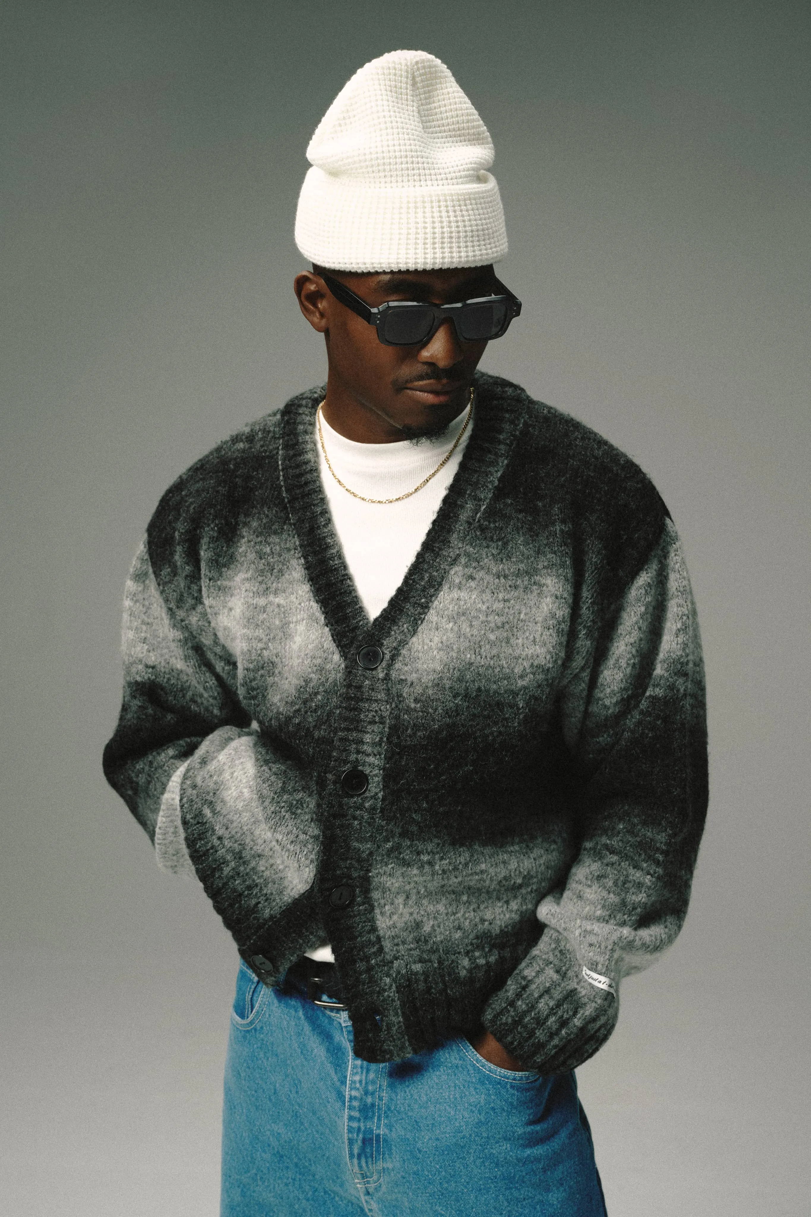 ombré brushed cardigan black/ecru sold by about:blank product image thumbnail 5