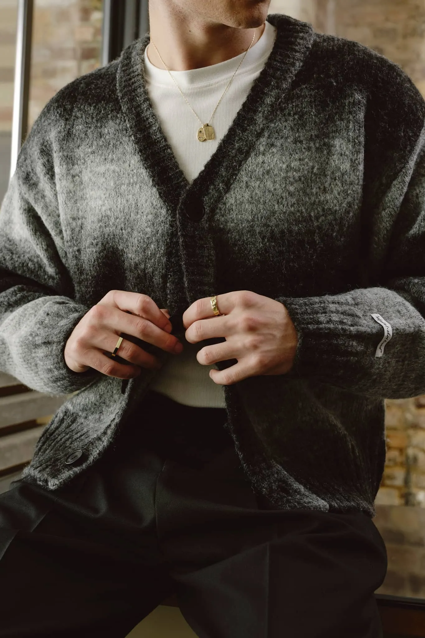 ombré brushed cardigan black/ecru sold by about:blank product image thumbnail 3