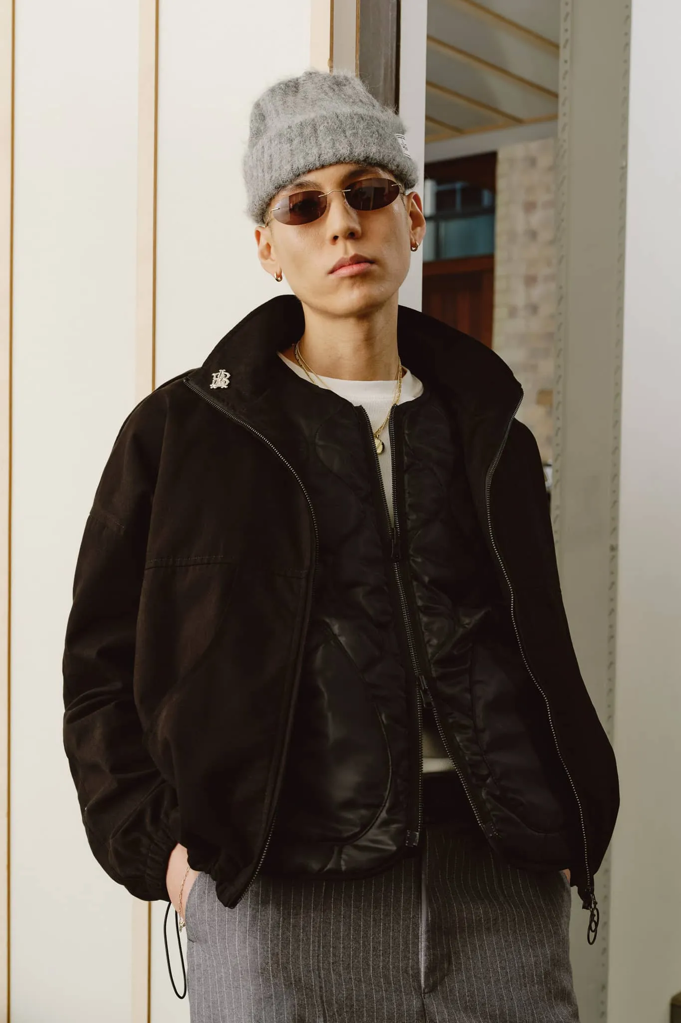 panelled track jacket black sold by about:blank product image thumbnail 2