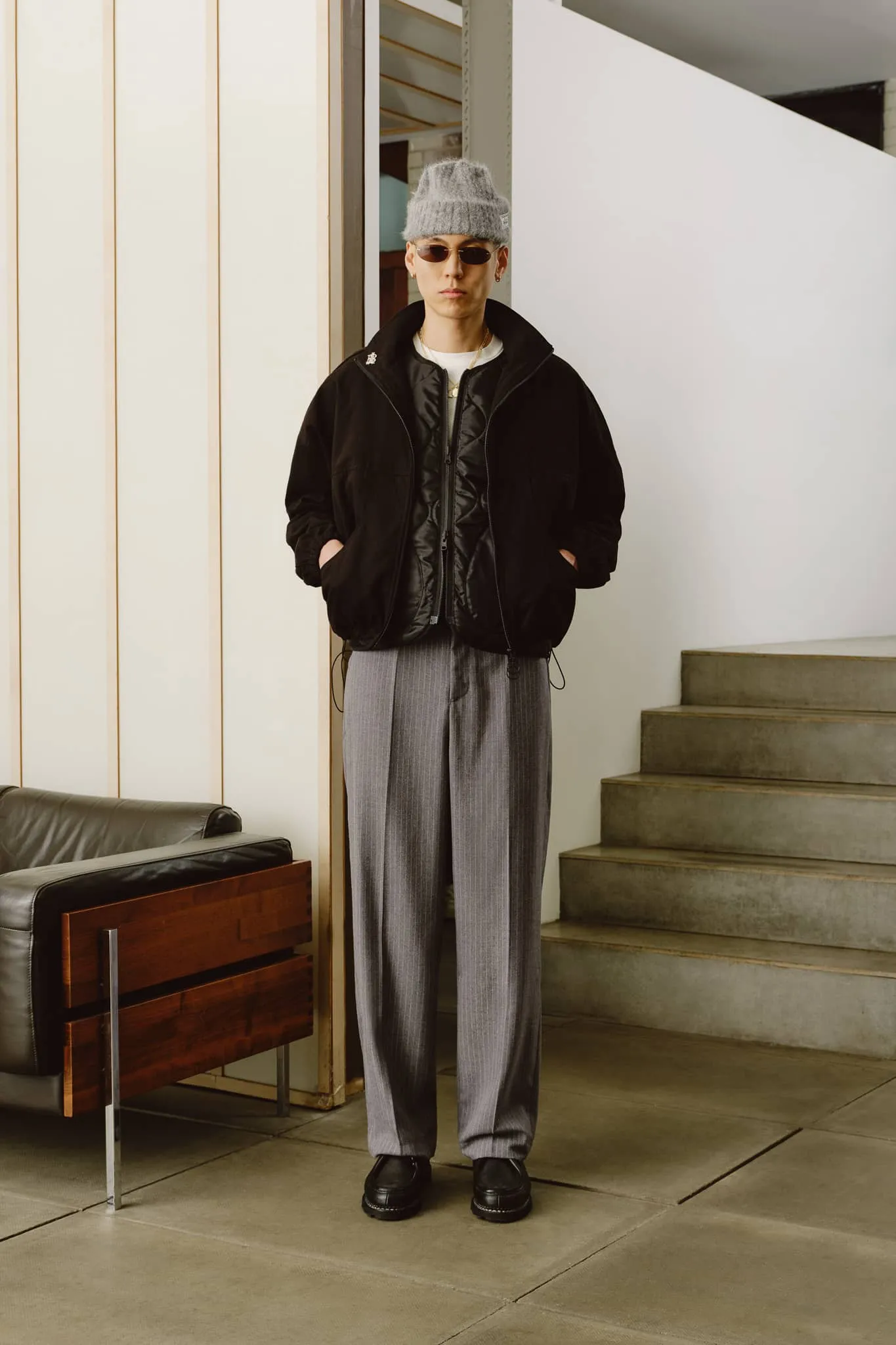 panelled track jacket black sold by about:blank product image thumbnail 4