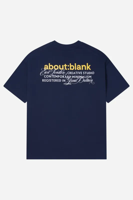 registered t-shirt navy/yellow sold by about:blank