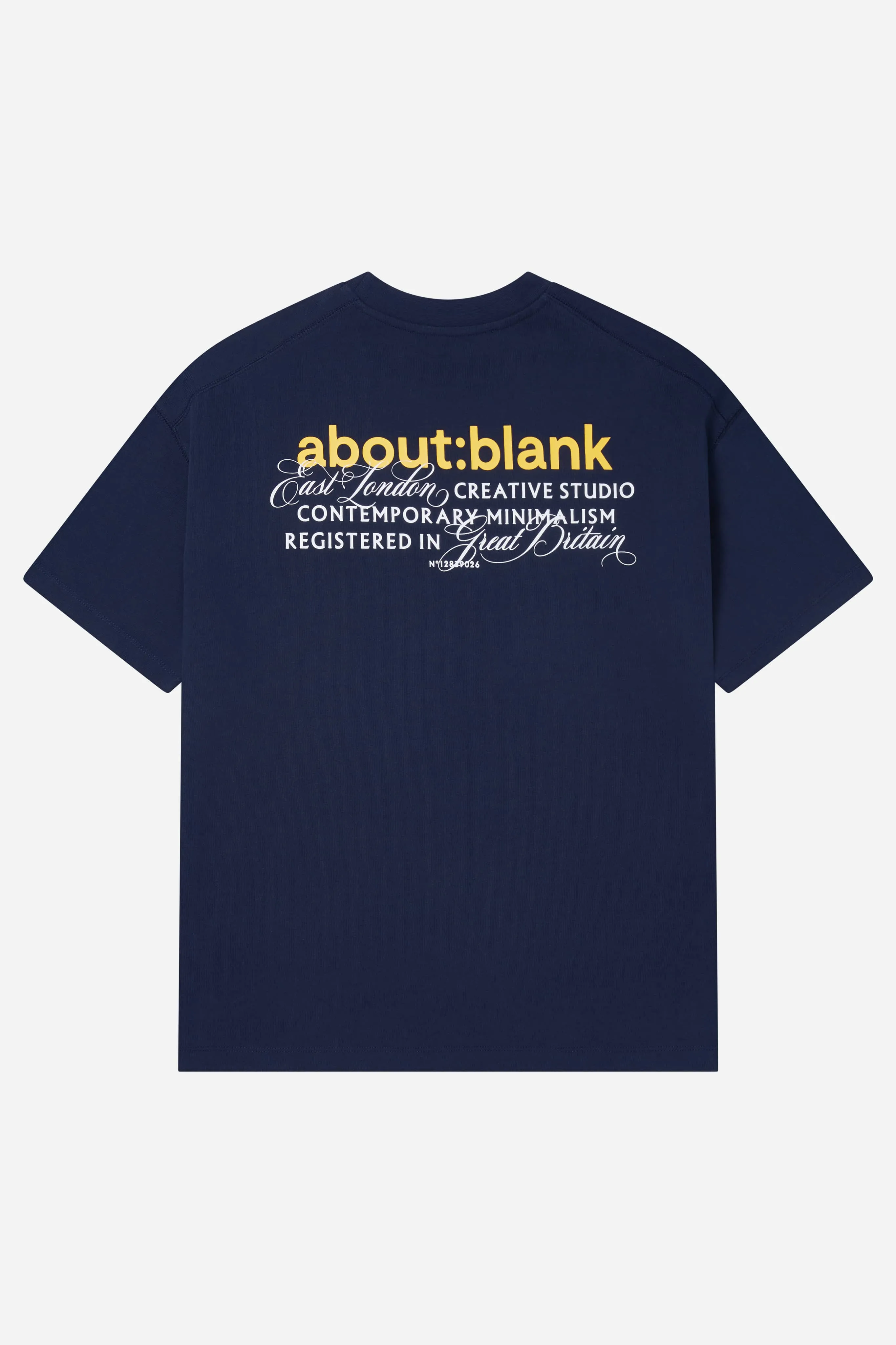 registered t-shirt navy/yellow sold by about:blank