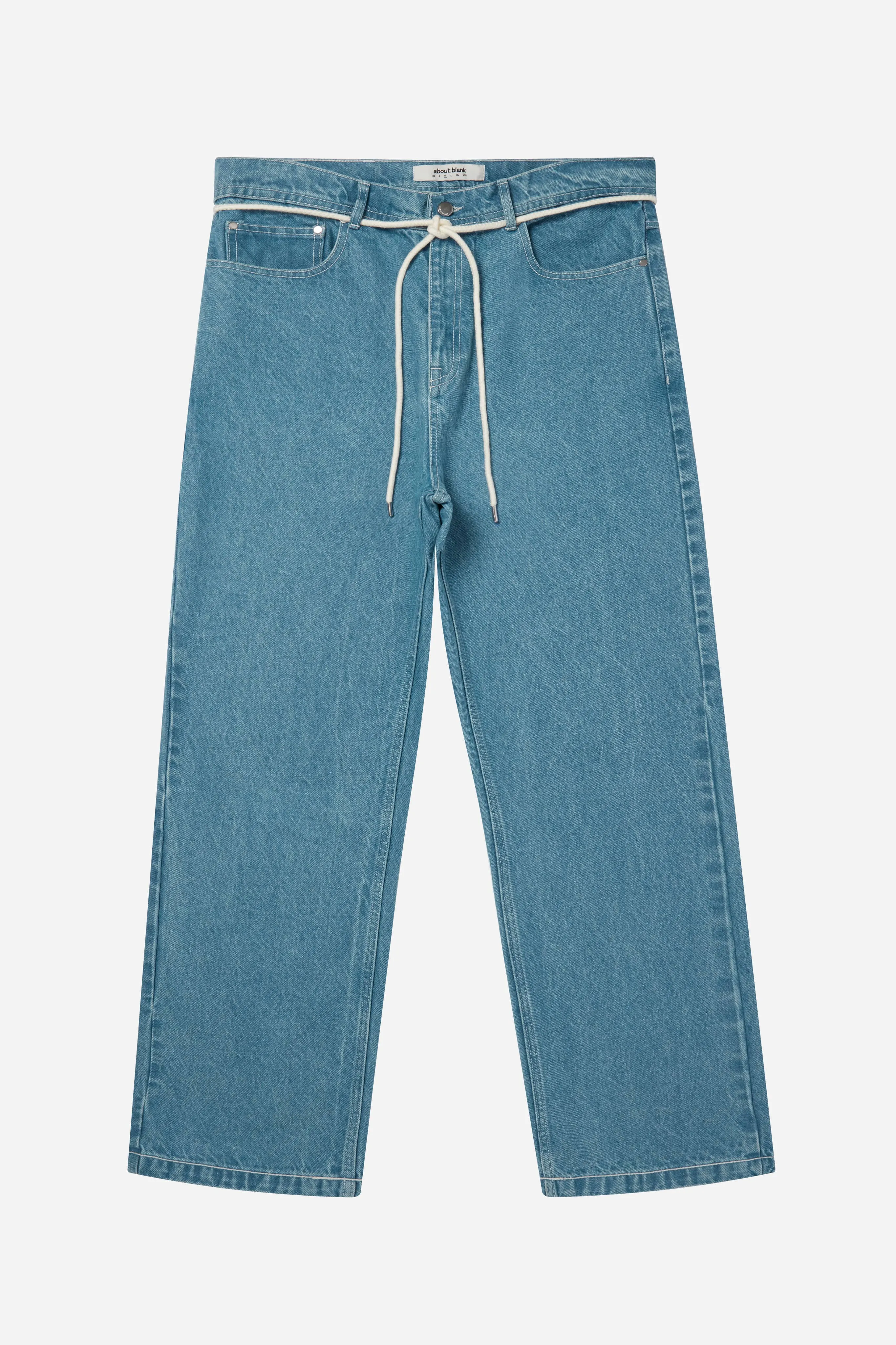 relaxed denim jean mid wash sold by about:blank
