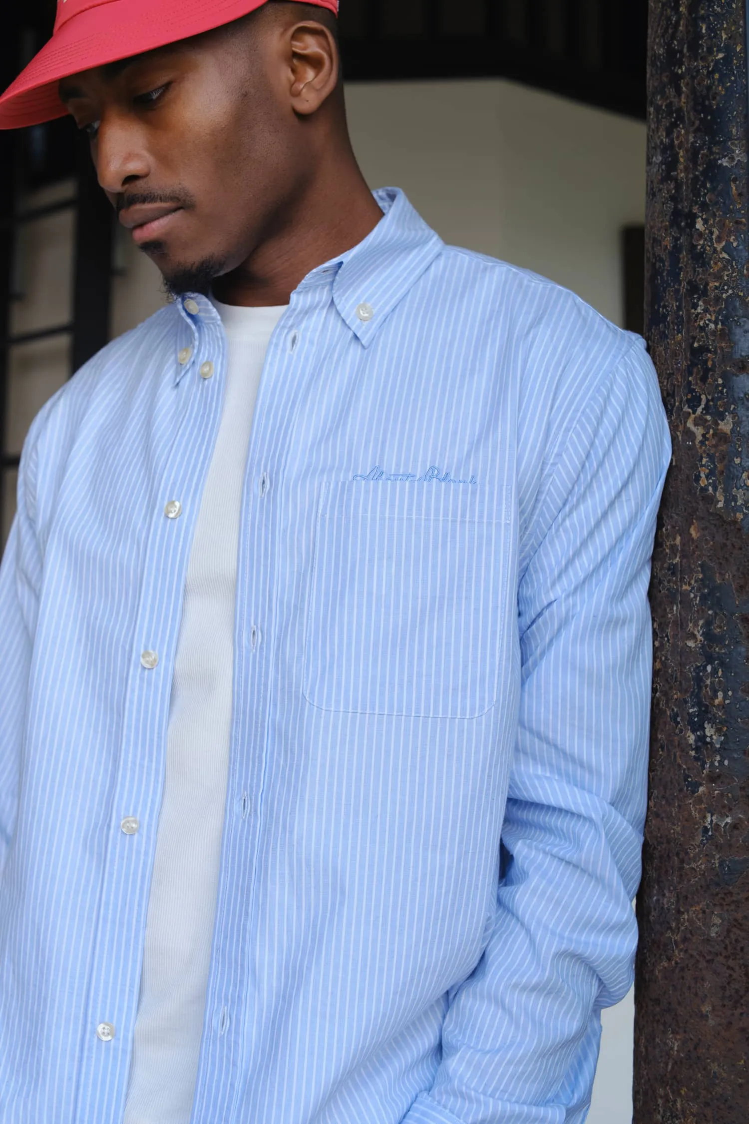 striped oxford shirt white/blue sold by about:blank product image thumbnail 4