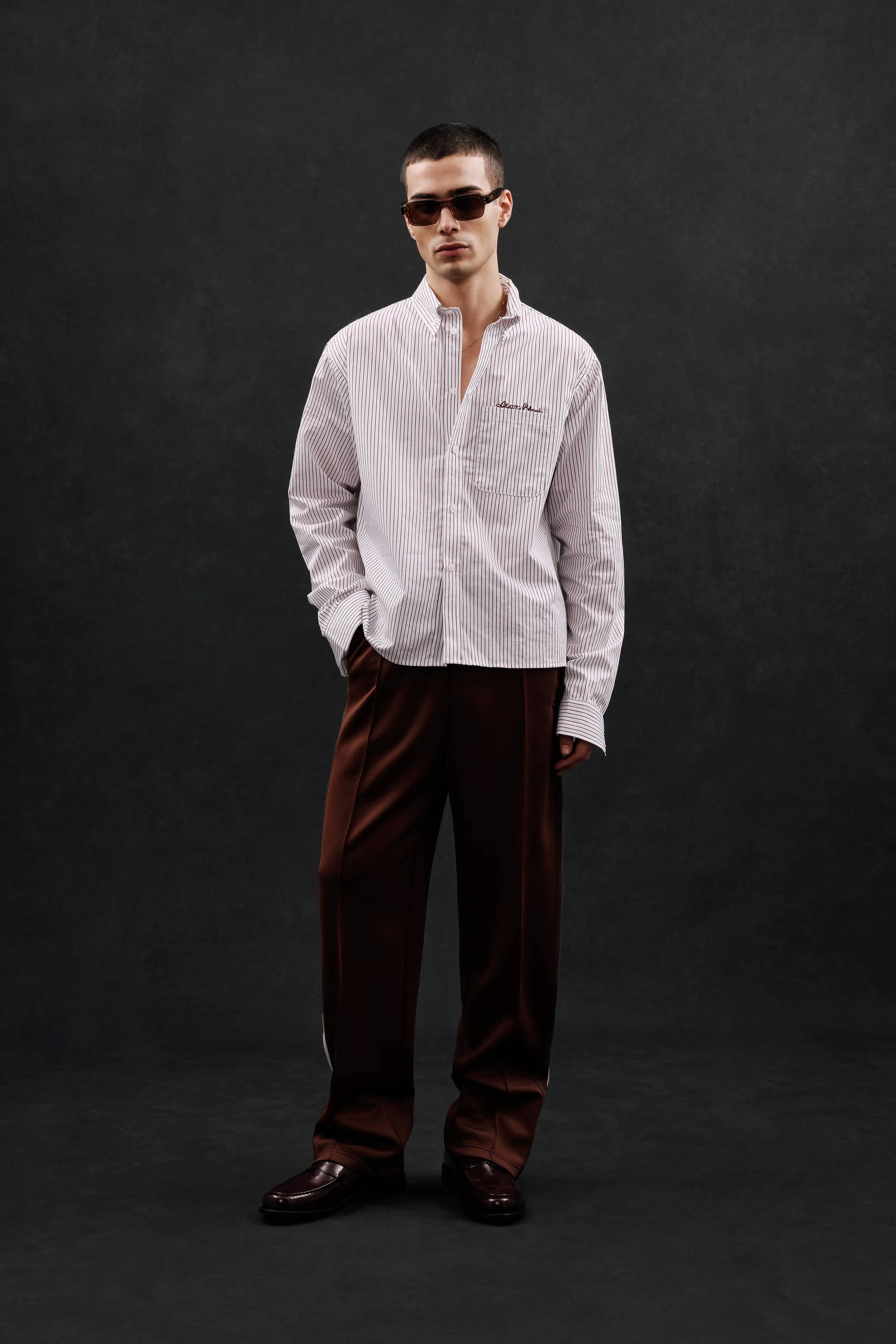 striped oxford shirt white/burg sold by about:blank product image thumbnail 2