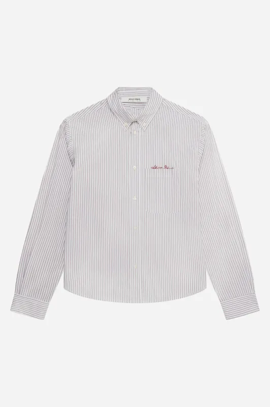 striped oxford shirt white/burg sold by about:blank