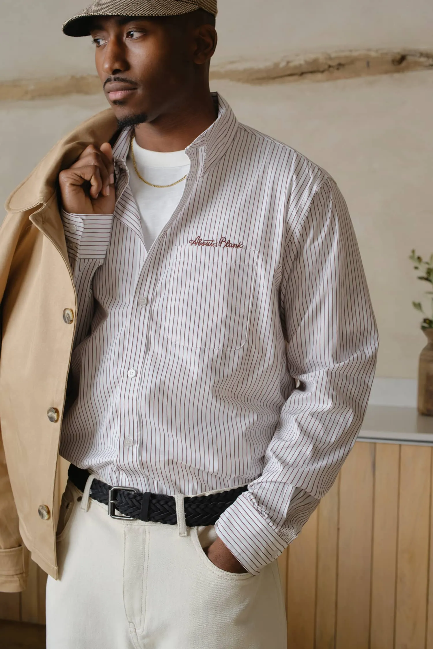 striped oxford shirt white/burg sold by about:blank product image thumbnail 4