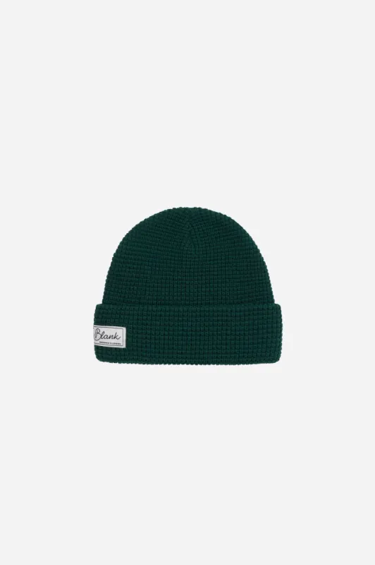 waffle script beanie epsom green sold by about:blank