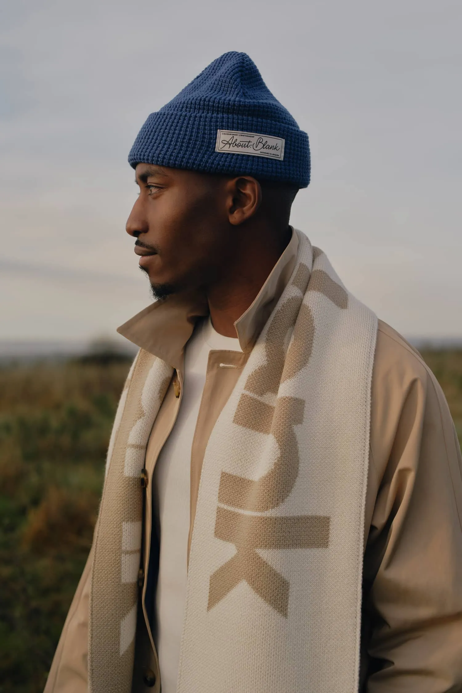 waffle script beanie estate blue sold by about:blank product image thumbnail 2