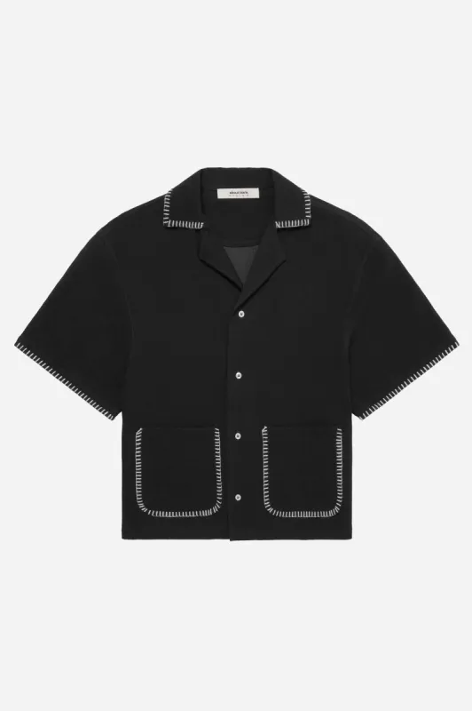whipstitch resort shirt black/white sold by about:blank
