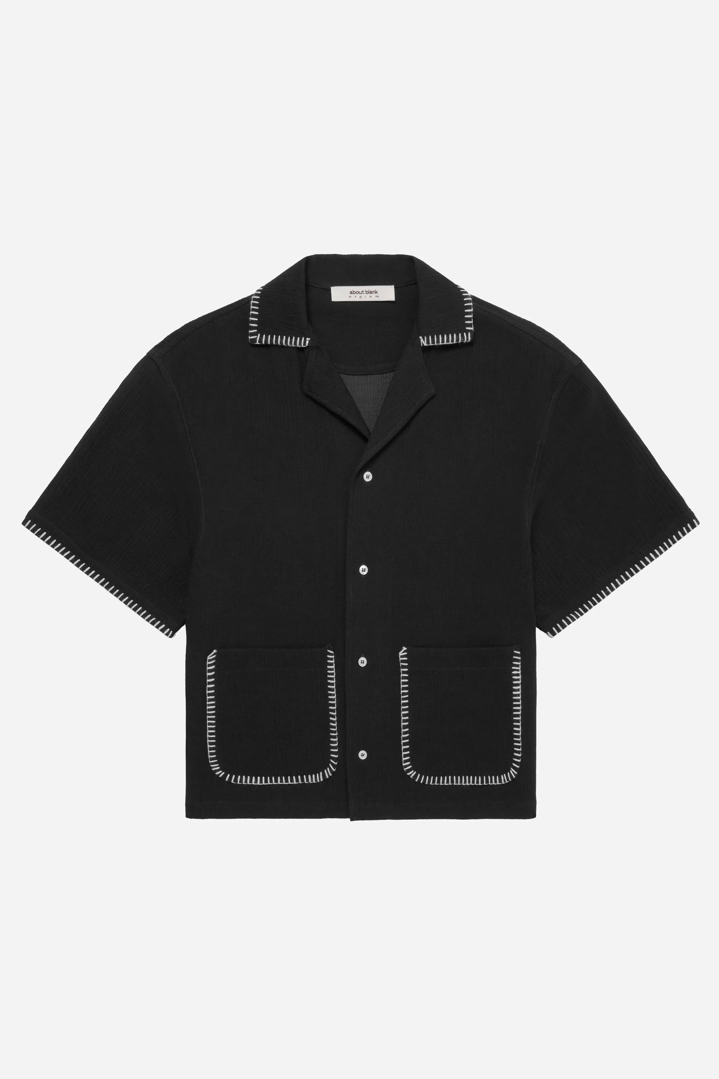 whipstitch resort shirt black/white sold by about:blank