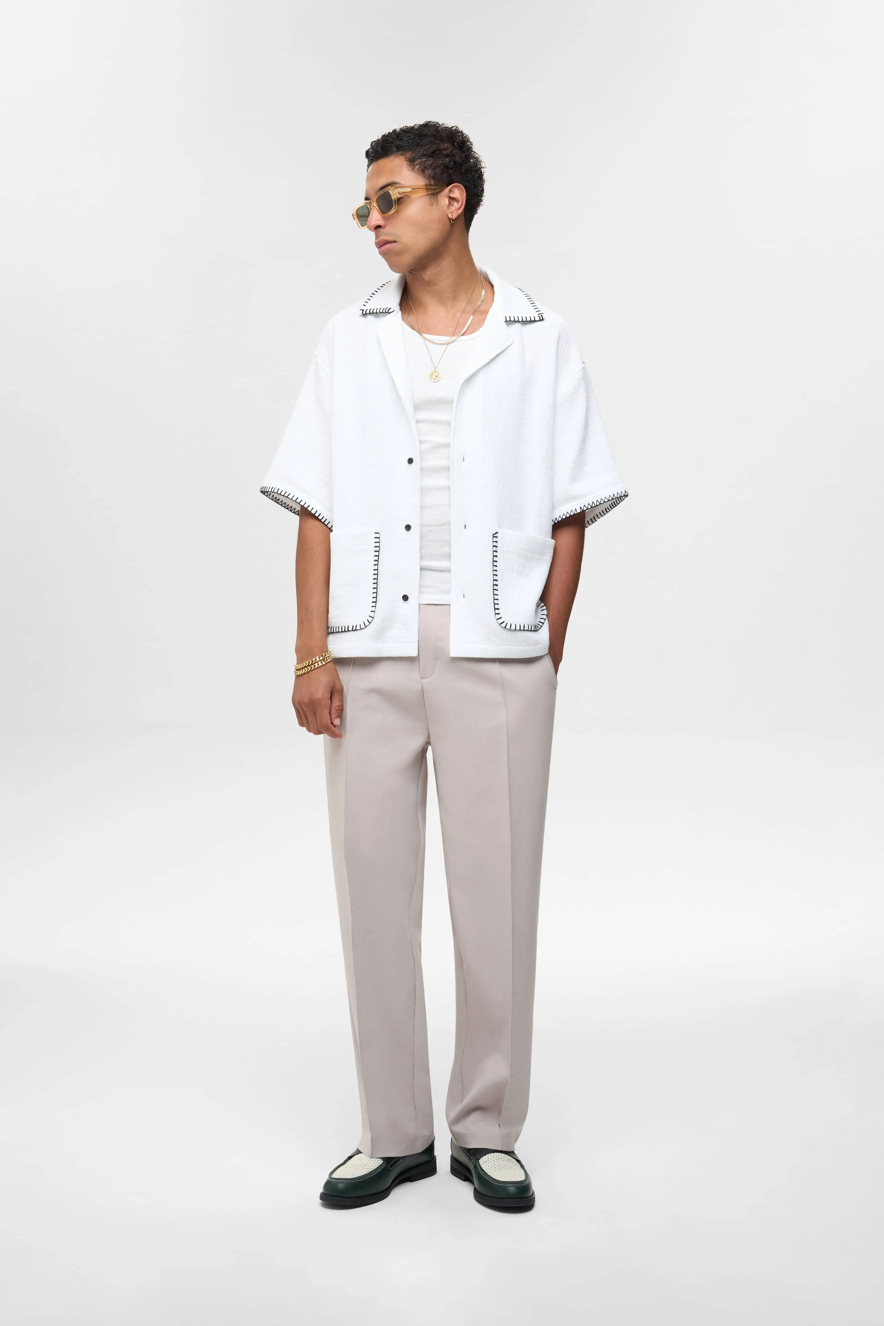 whipstitch resort shirt white/black sold by about:blank product image thumbnail 3