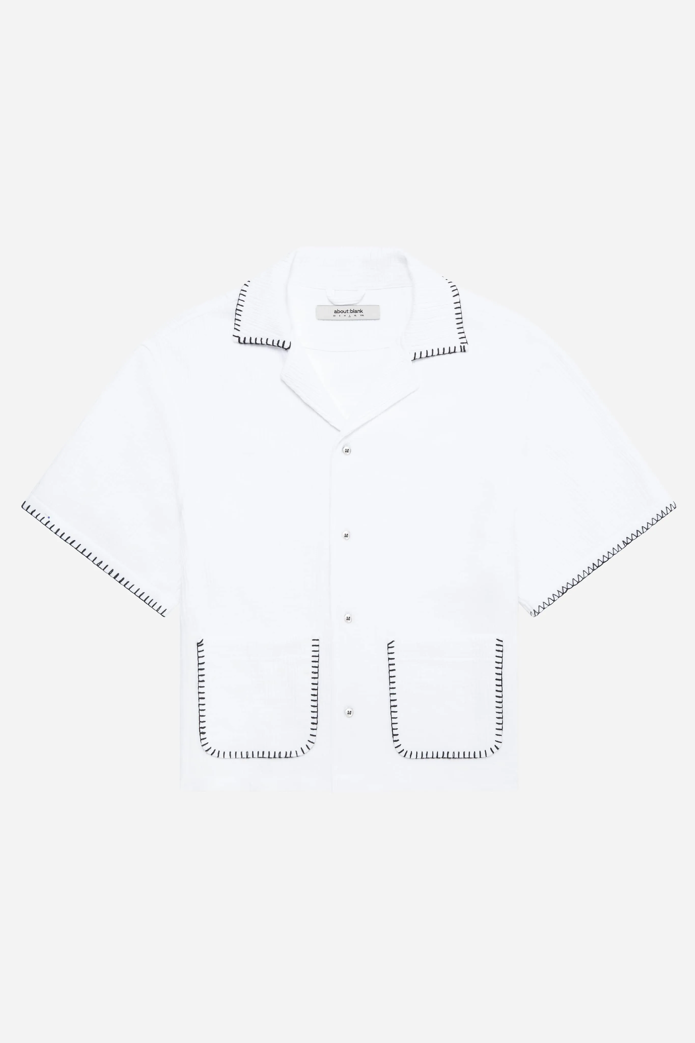 whipstitch resort shirt white/black sold by about:blank