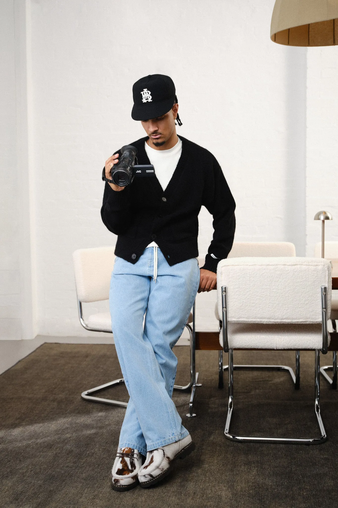 mohair knitted cardigan black/ecru sold by about:blank product image thumbnail 2