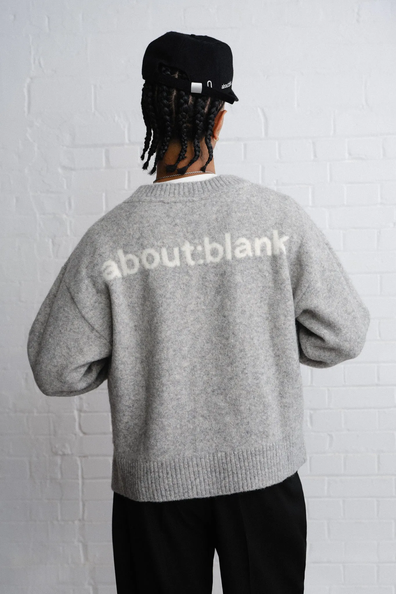 mohair knitted cardigan grey/ecru sold by about:blank product image thumbnail 4