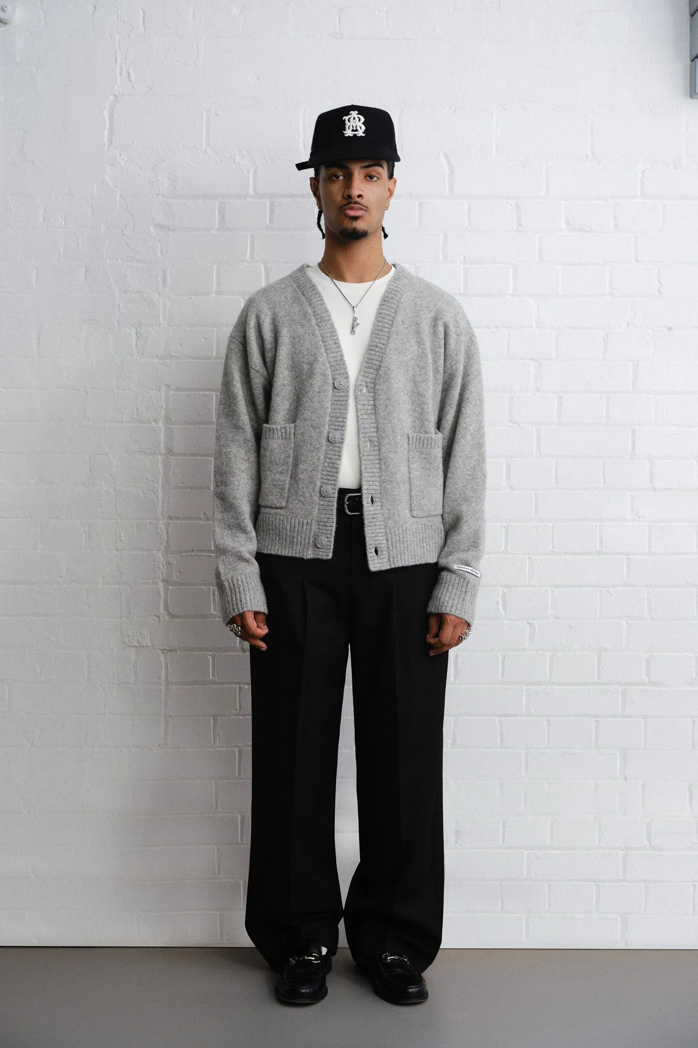 mohair knitted cardigan grey/ecru sold by about:blank product image thumbnail 3