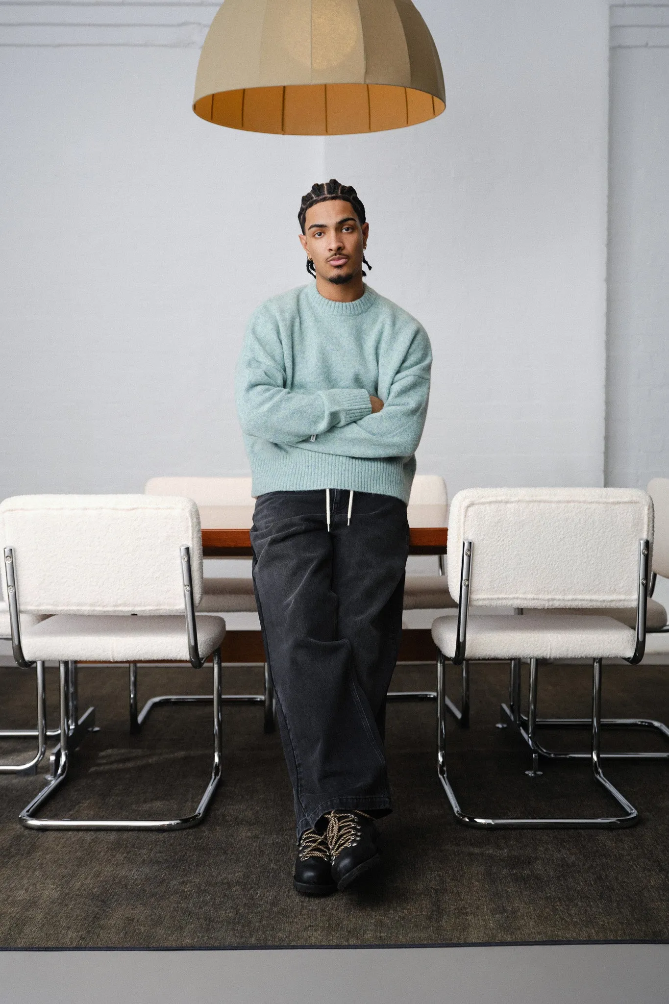 mohair knitted crewneck mint/ecru sold by about:blank product image thumbnail 2