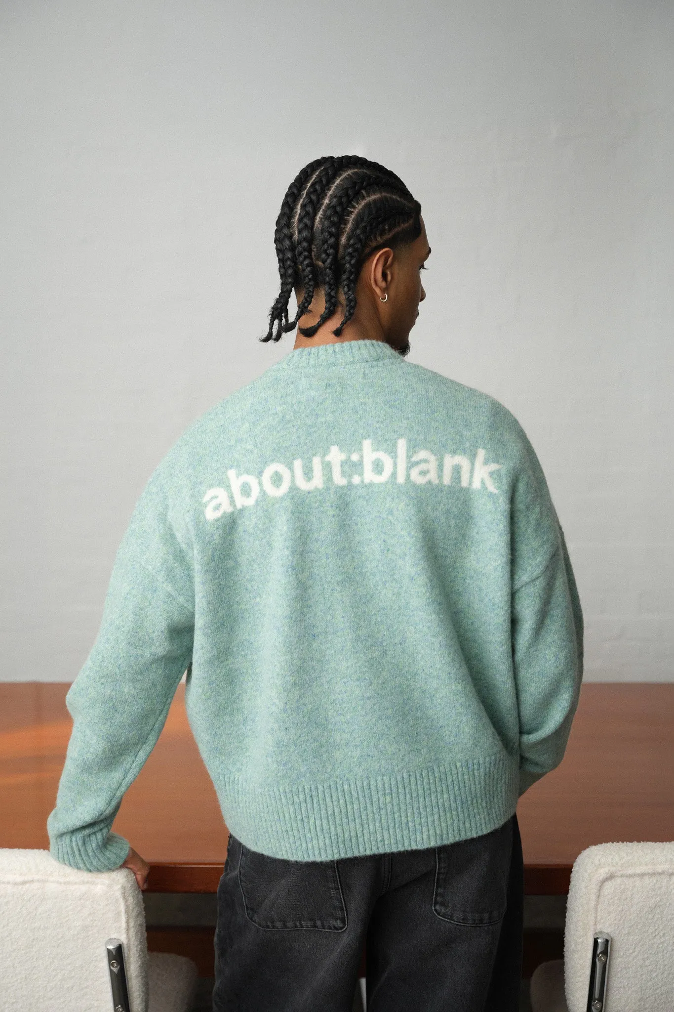 mohair knitted crewneck mint/ecru sold by about:blank product image thumbnail 3