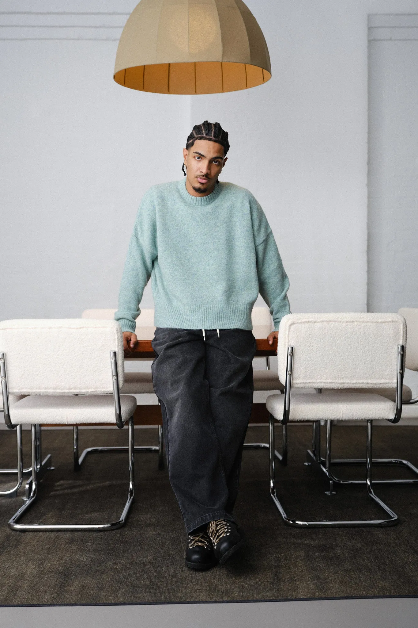 mohair knitted crewneck mint/ecru sold by about:blank product image thumbnail 4