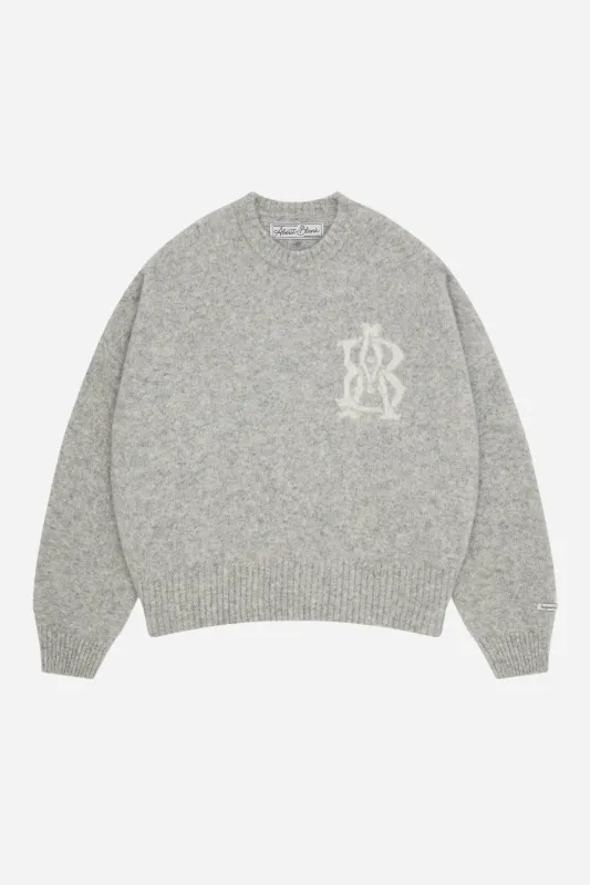 monogram knitted crewneck grey/ecru sold by about:blank