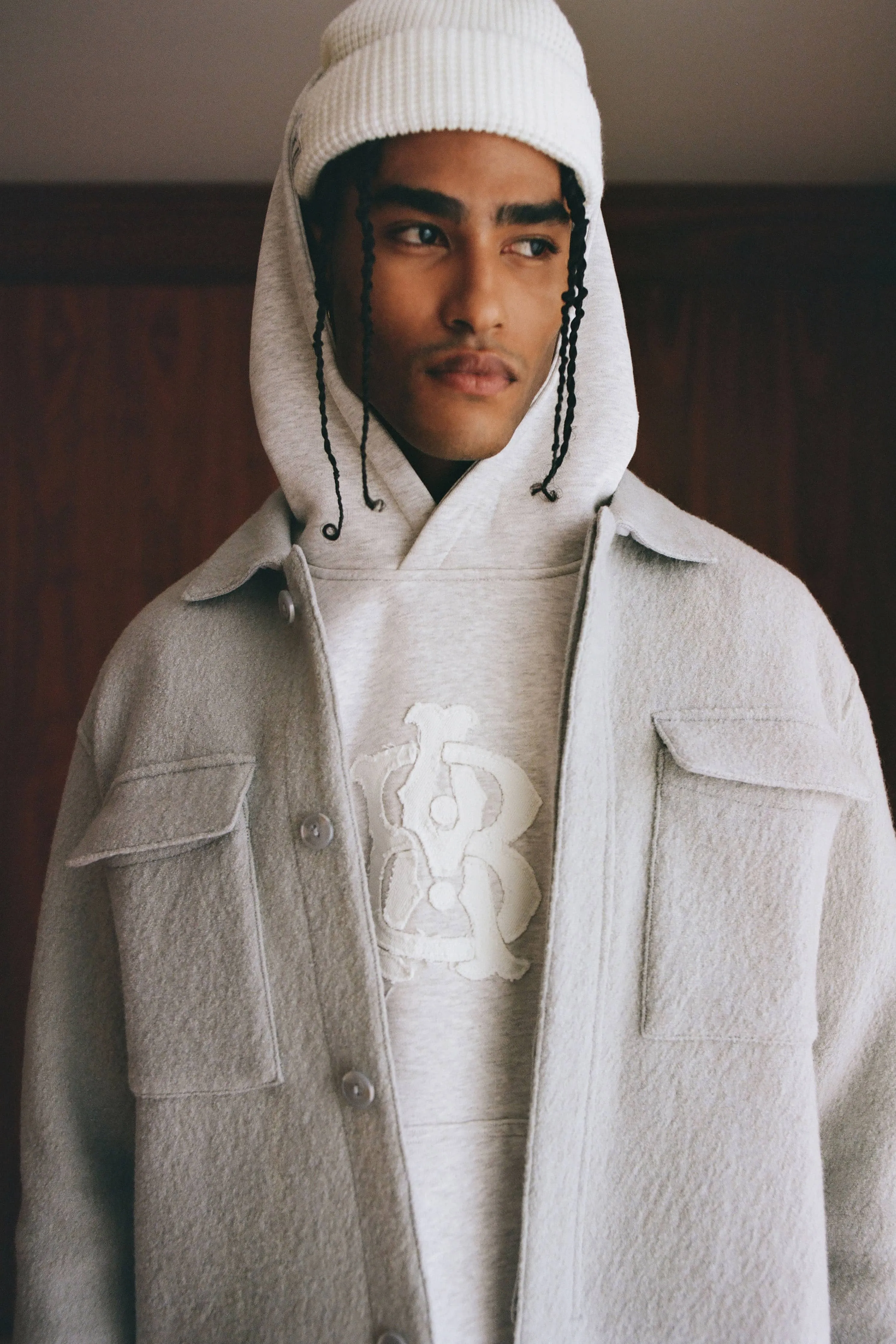 monogram cut off hoodie grey marl sold by about:blank product image thumbnail 2