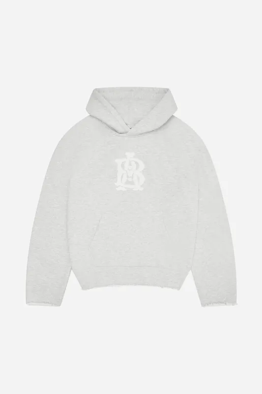 monogram cut off hoodie grey marl sold by about:blank