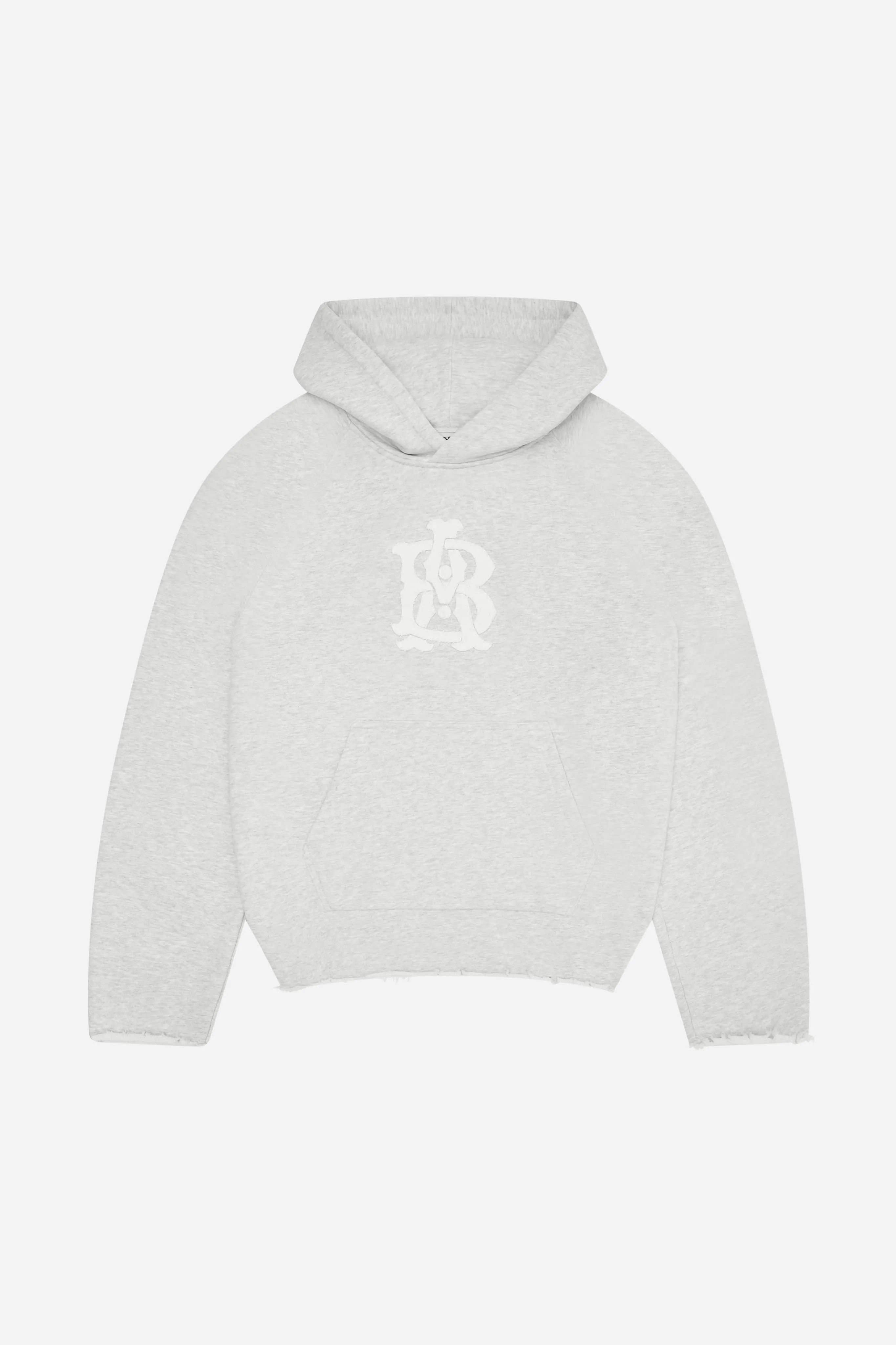 monogram cut off hoodie grey marl sold by about:blank